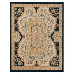 Oversized Handmade Aubusson Style Needlepoint Carpet, French Floral Rug Vintage