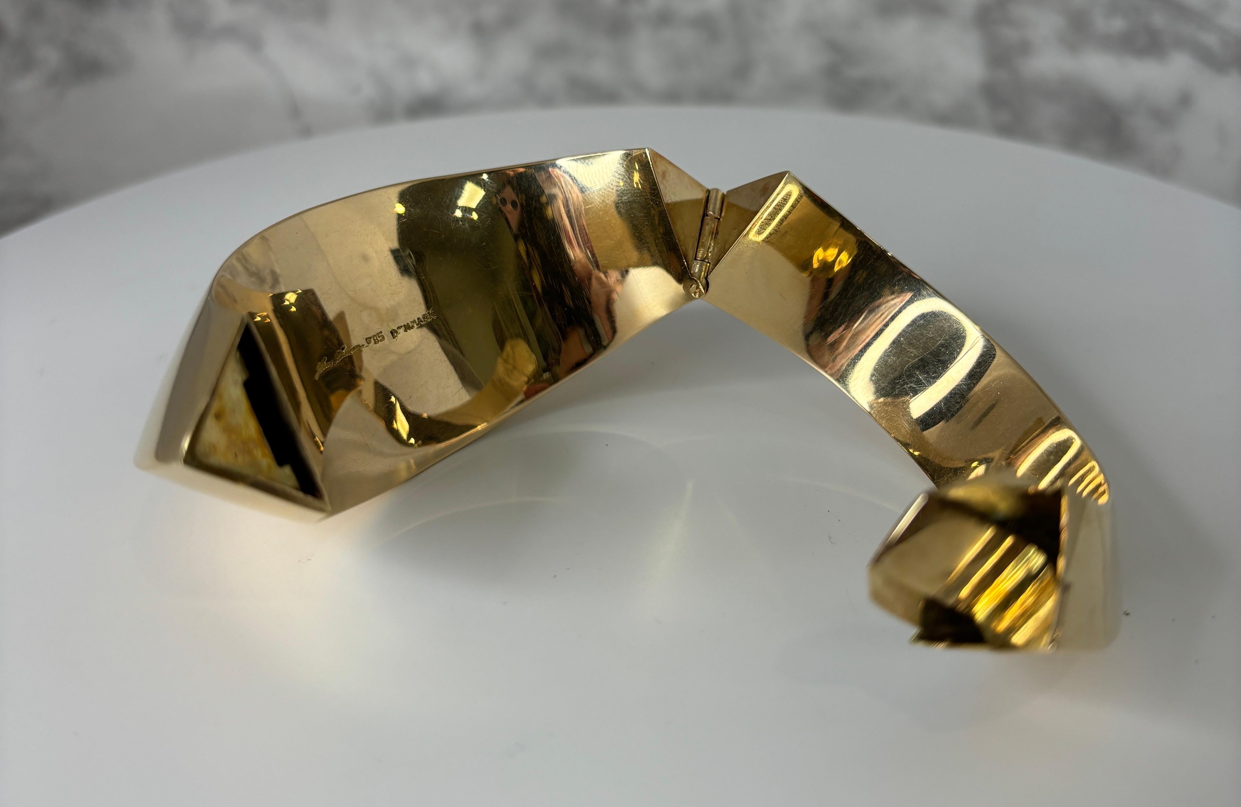 Breites Hans Hansen-Armband aus 18 Karat Gelbgold, Dänemark, Moderne der 1960er Jahre im Angebot 7