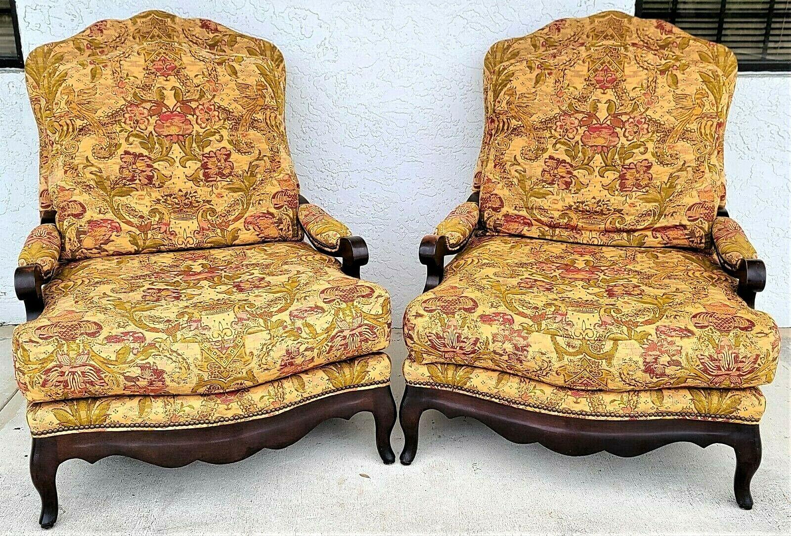 Oversized Henredon Upholstery Collection French Country Lounge Chairs 4