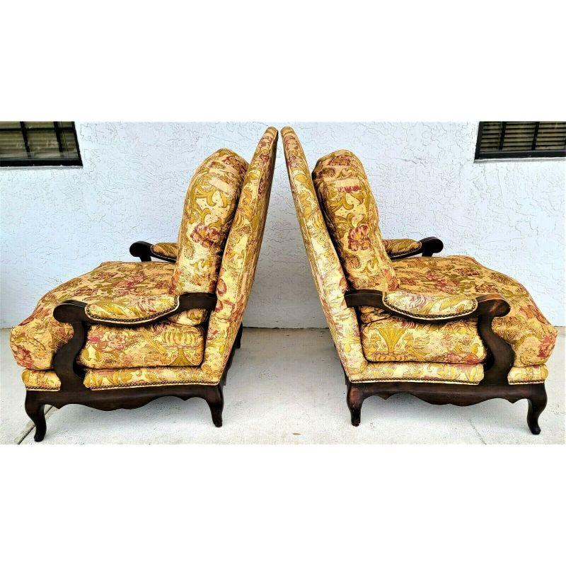 French Provincial Oversized Henredon Upholstery Collection French Country Lounge Chairs