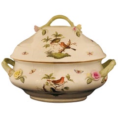 Used Oversized Herend Rothschild Bird Soup Tureen with Raised Flower Decoration