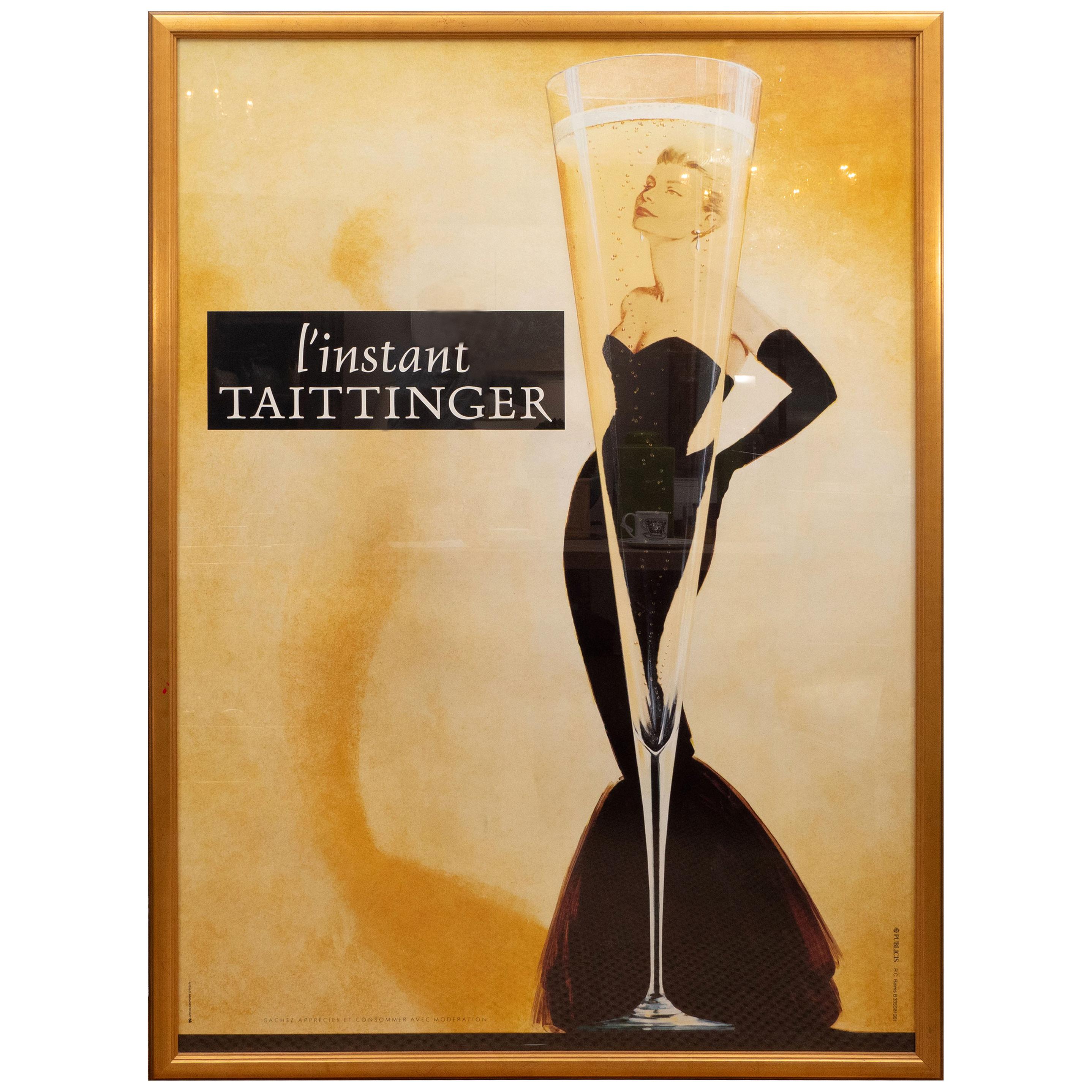Framed Oversized "I' instant Taittinger" Champagne Poster