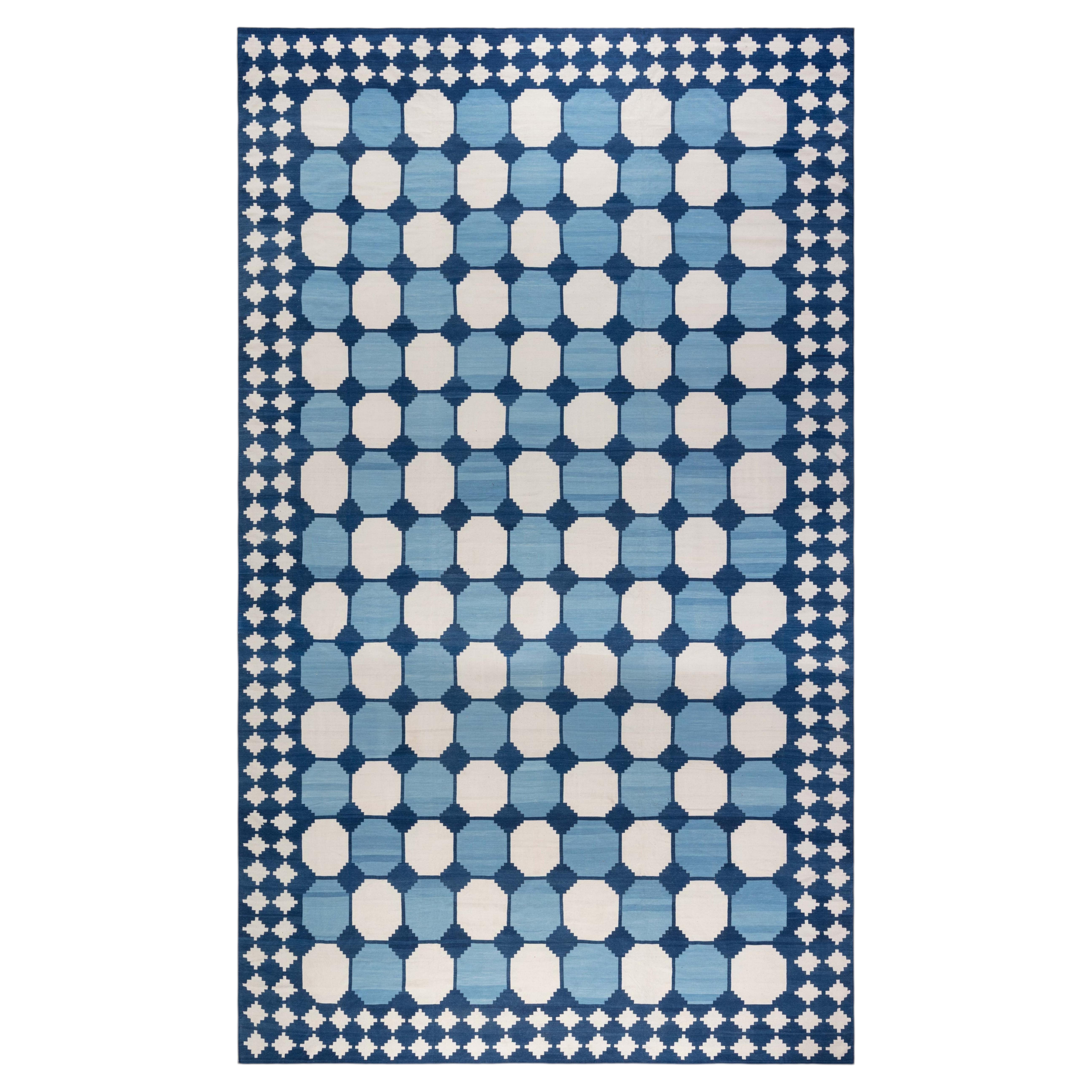 Oversized Indian Dhurrie Cotton Rug by Doris Leslie Blau