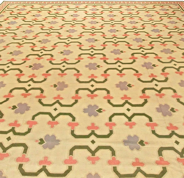 Oversized Indian Dhurrie Vintage Rug For Sale at 1stdibs
