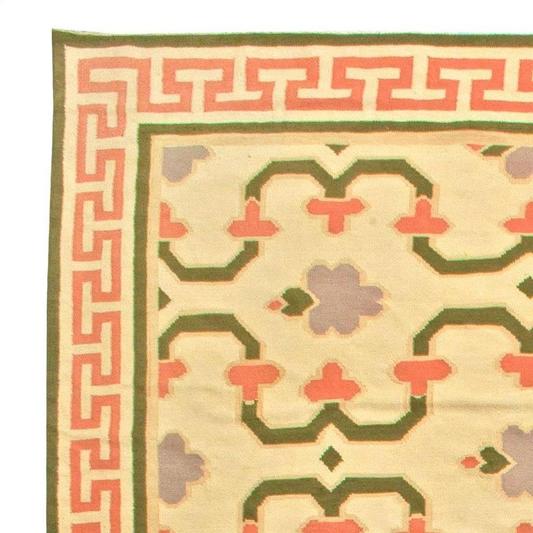 Oversized Indian Dhurrie Vintage Rug For Sale at 1stdibs