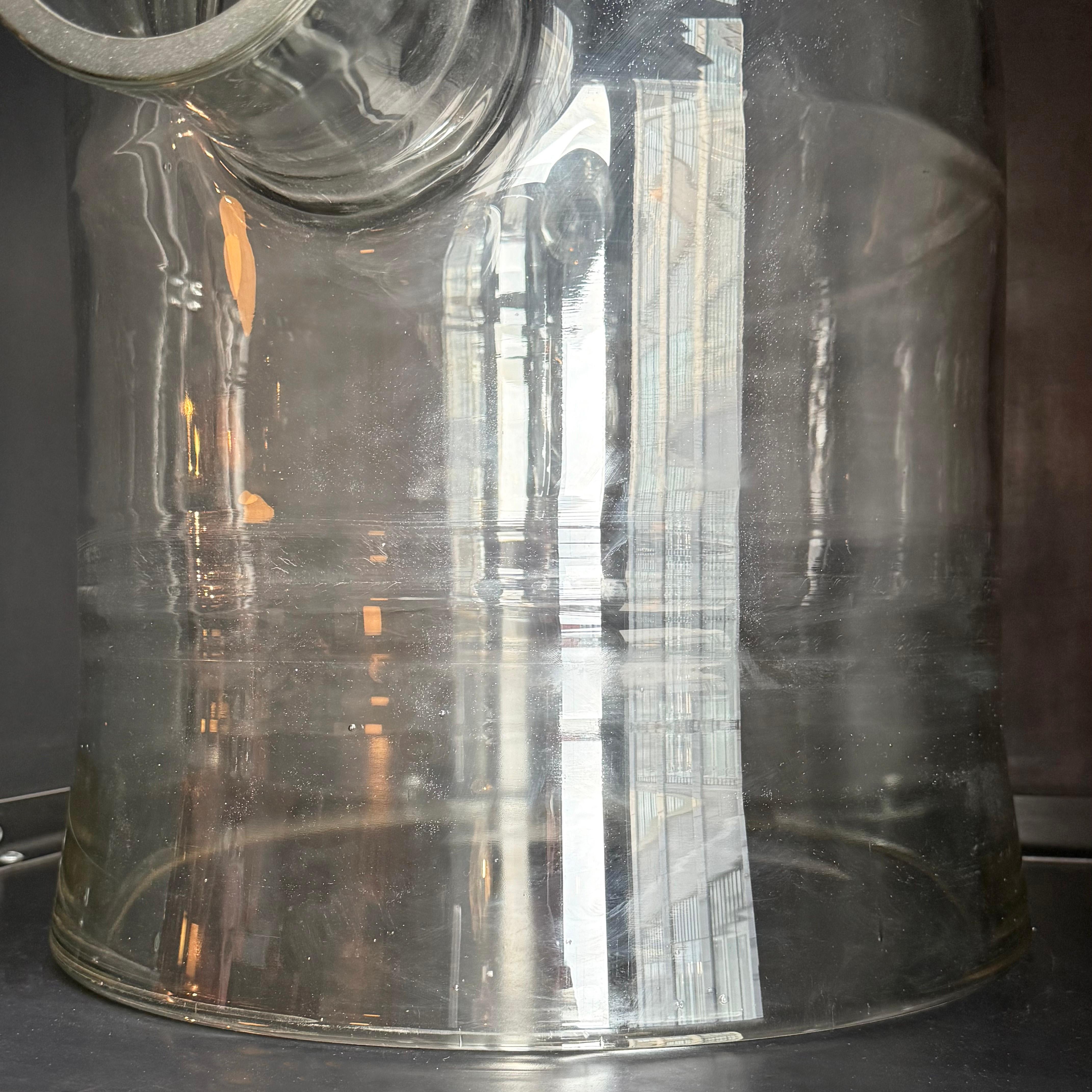 Oversized Industrial Pyrex Glass Bell Jar With Large Side Arm For Sale 2