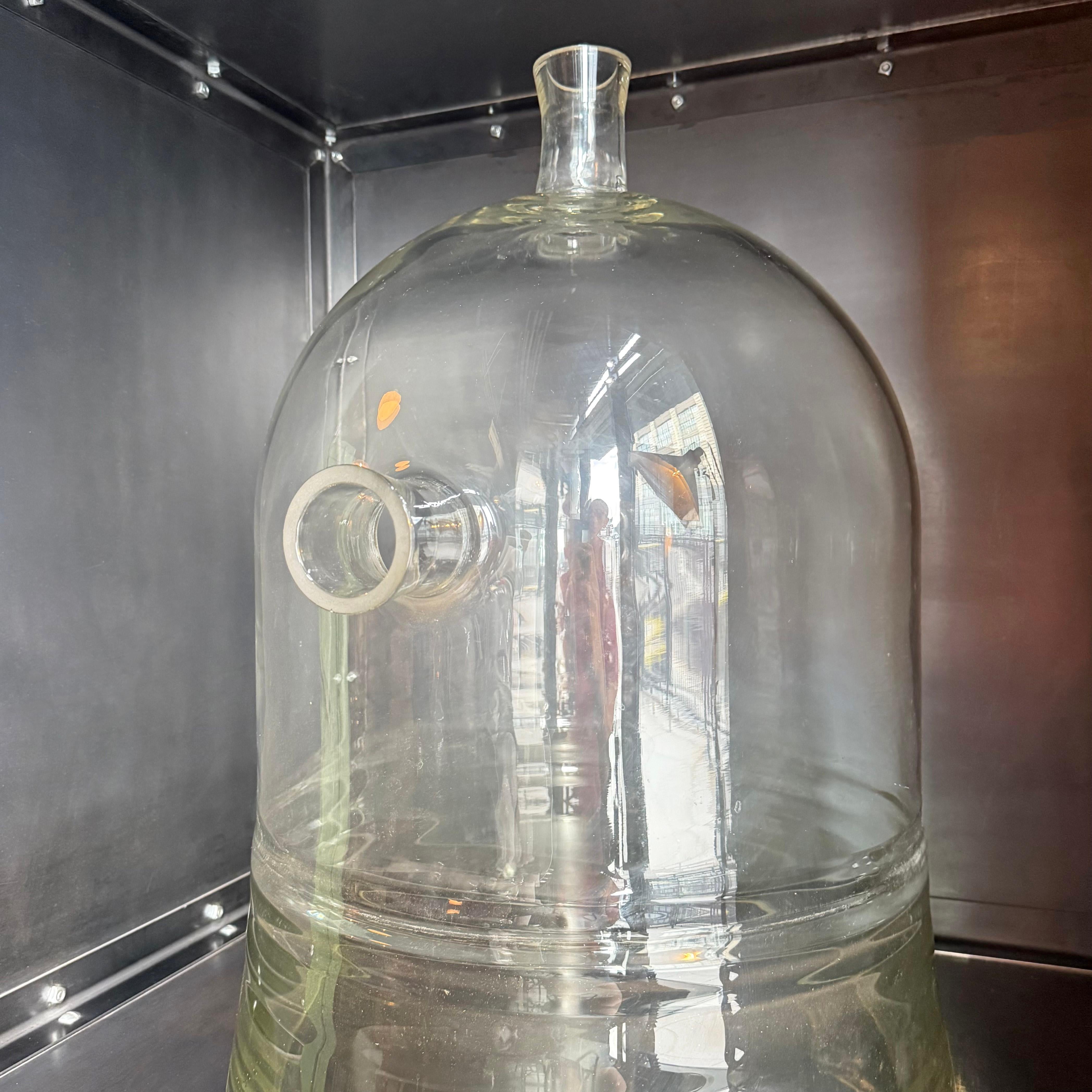 20th Century Oversized Industrial Pyrex Glass Bell Jar With Small Side Arm For Sale