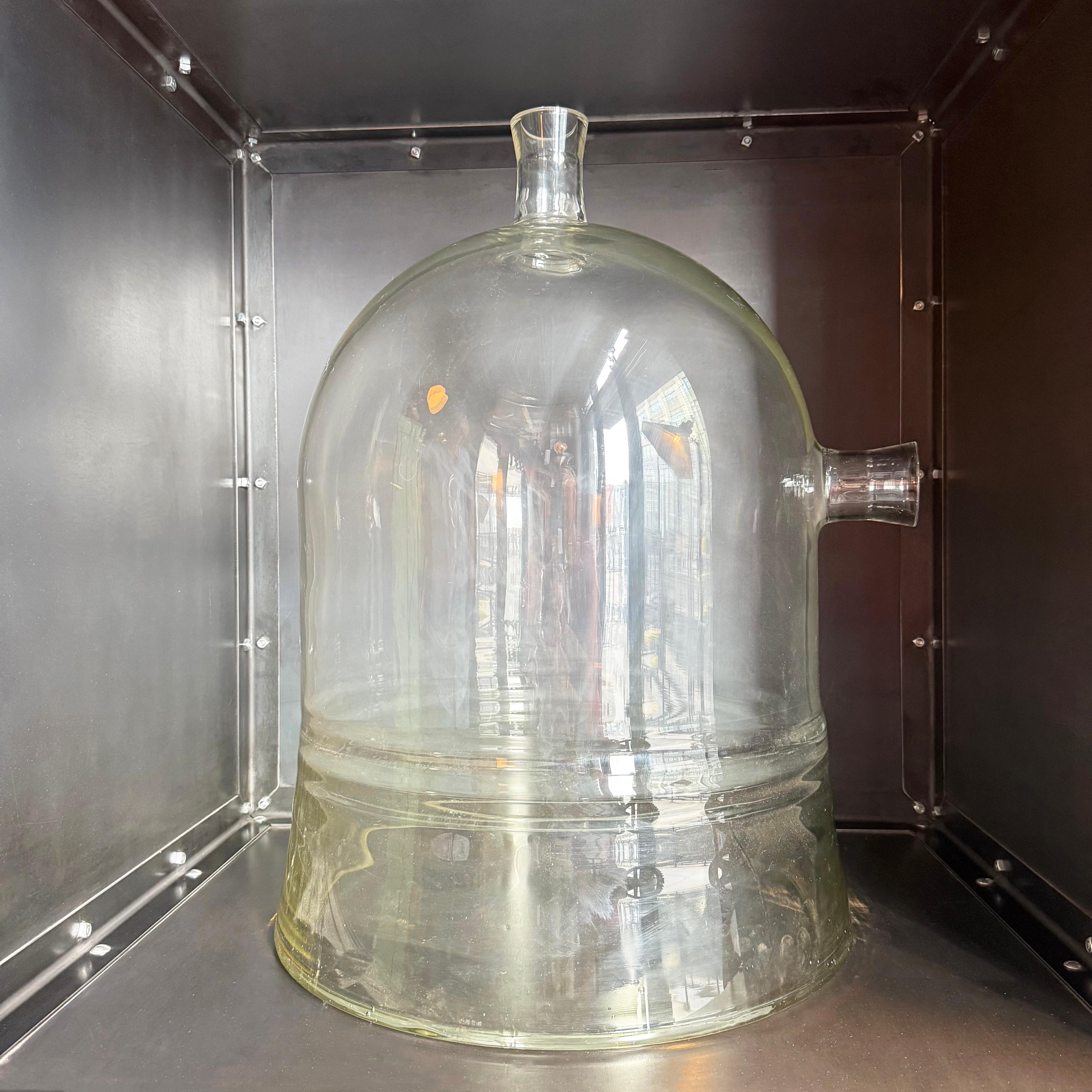 Oversized Industrial Pyrex Glass Bell Jar With Small Side Arm For Sale 3
