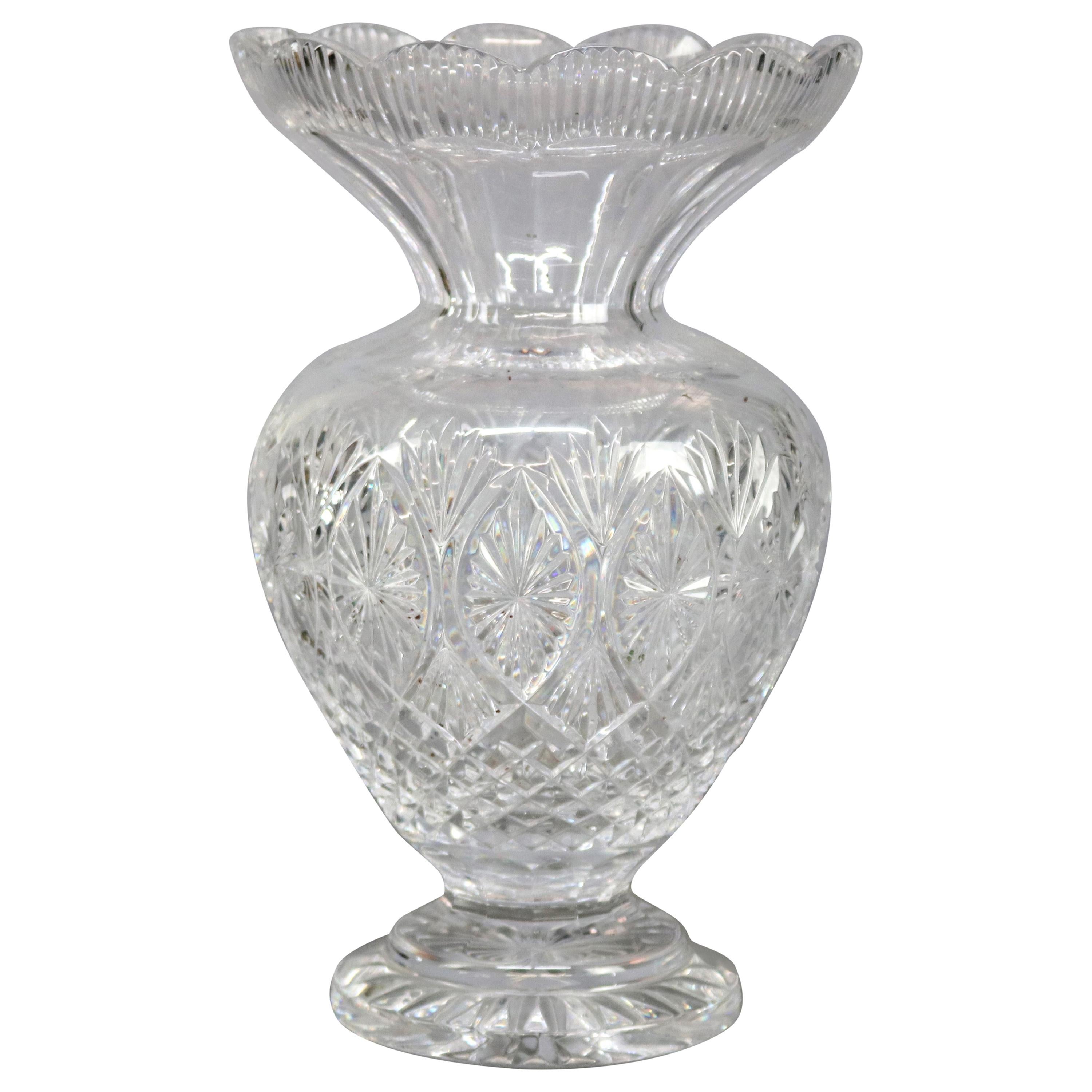Oversized Irish Waterford Cut Crystal Flower Vase, 20th Century