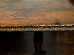 Oversized Italian 1820s Walnut Dining Table with Carved Urns and Acanthus Leaves