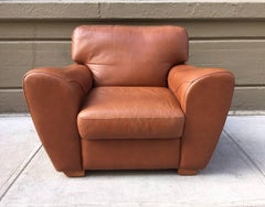 Oversized Italian Leather Lounge Chair