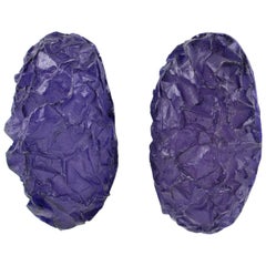 Oversized Italian Purple Rock Lucite Resin Clip on Earrings