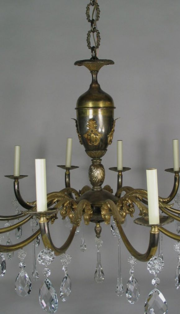 Italiano Oversize  Lampadario italiano in cristallo e bronzo a due toni in vendita