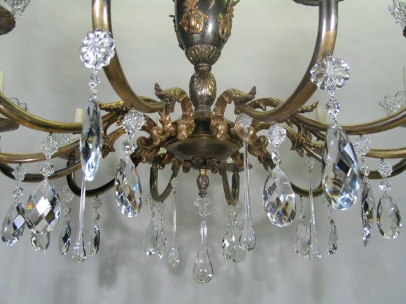 20th Century Oversized  Italian, Two-Tone Crystal and Bronze Chandelier For Sale