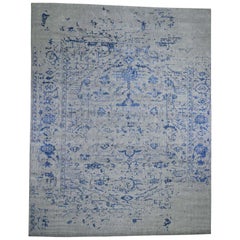 Oversized Jacquard Hand-Loomed with Broken Heriz Design Wool Silk Rug