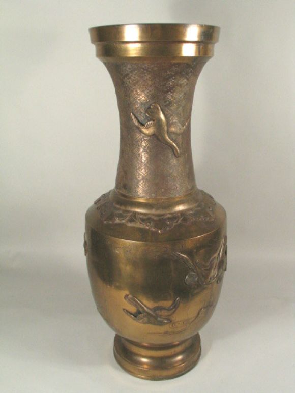 Cast brass Japanese vase . Can be used as umbrella /stick stand