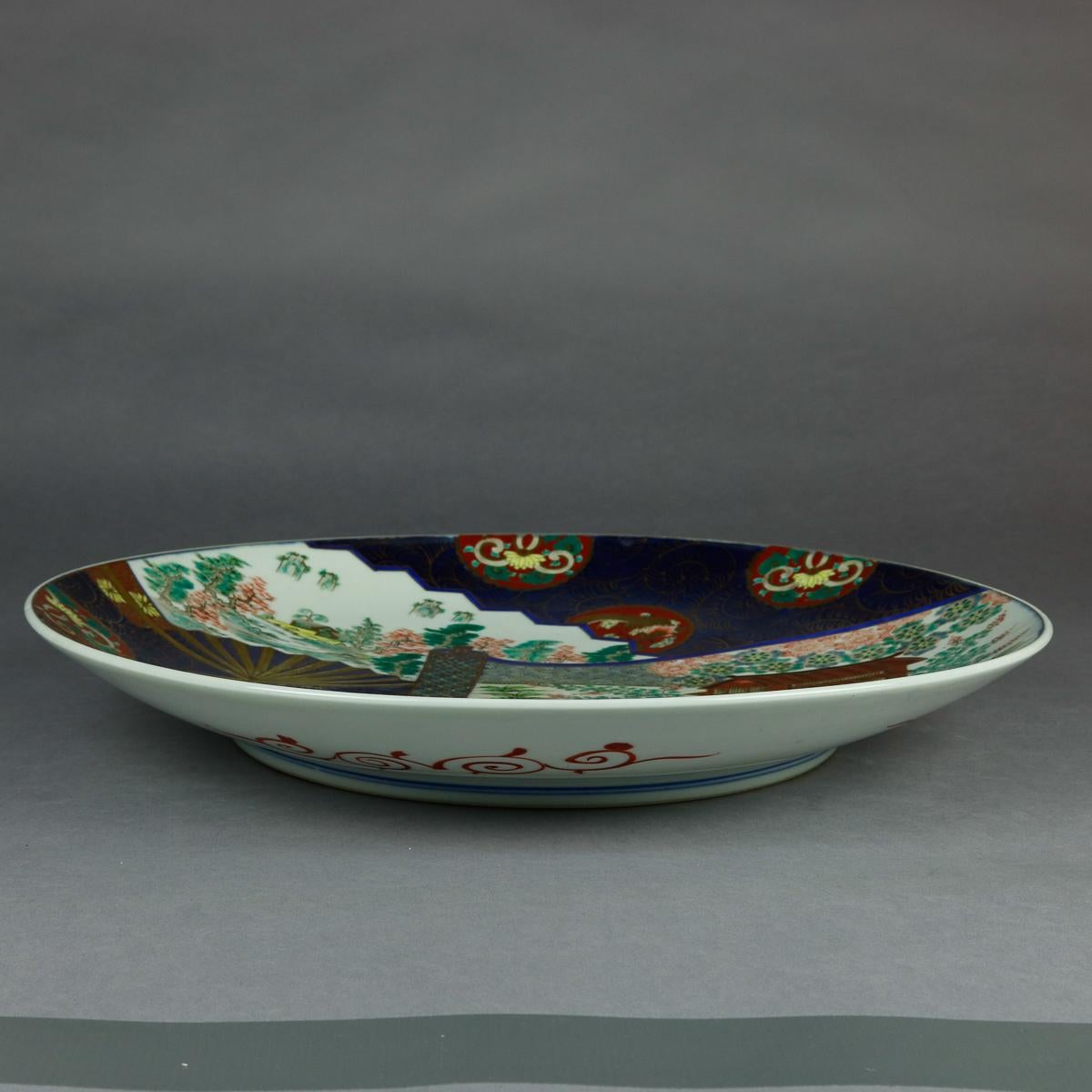 Oversized Japanese Hand Enameled and Gilt Imari Porcelain Charger, 20th Century 7