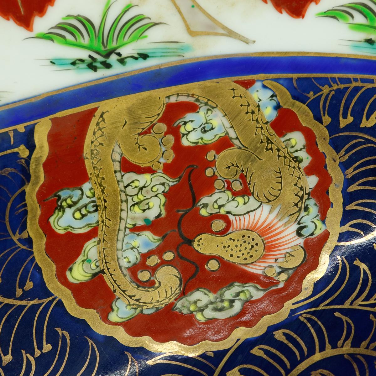 Ceramic Oversized Japanese Hand Enameled and Gilt Imari Porcelain Charger, 20th Century