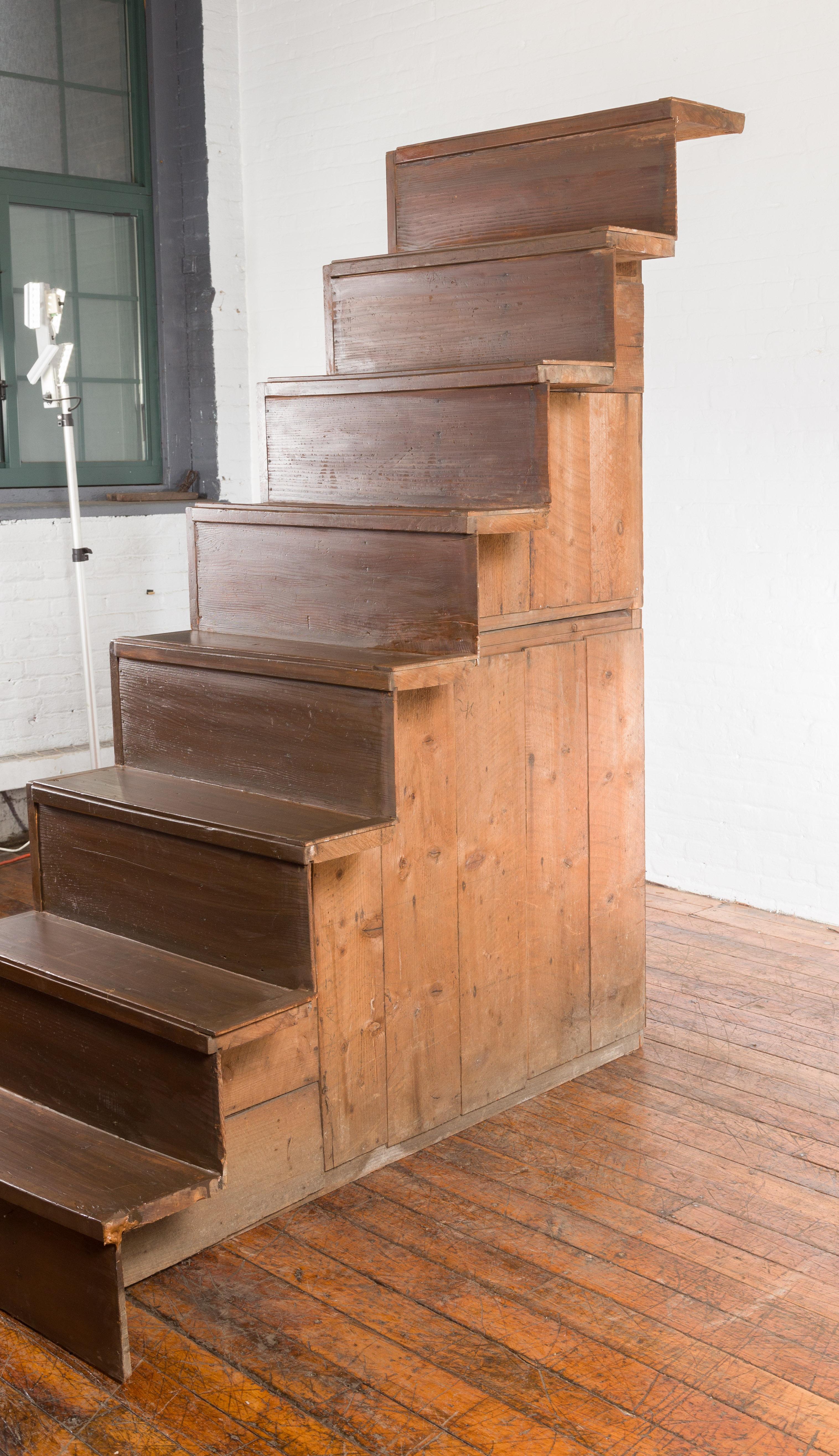 Oversized Japanese Meiji 19th Century Staircase Tansu with Doors and Drawers 5