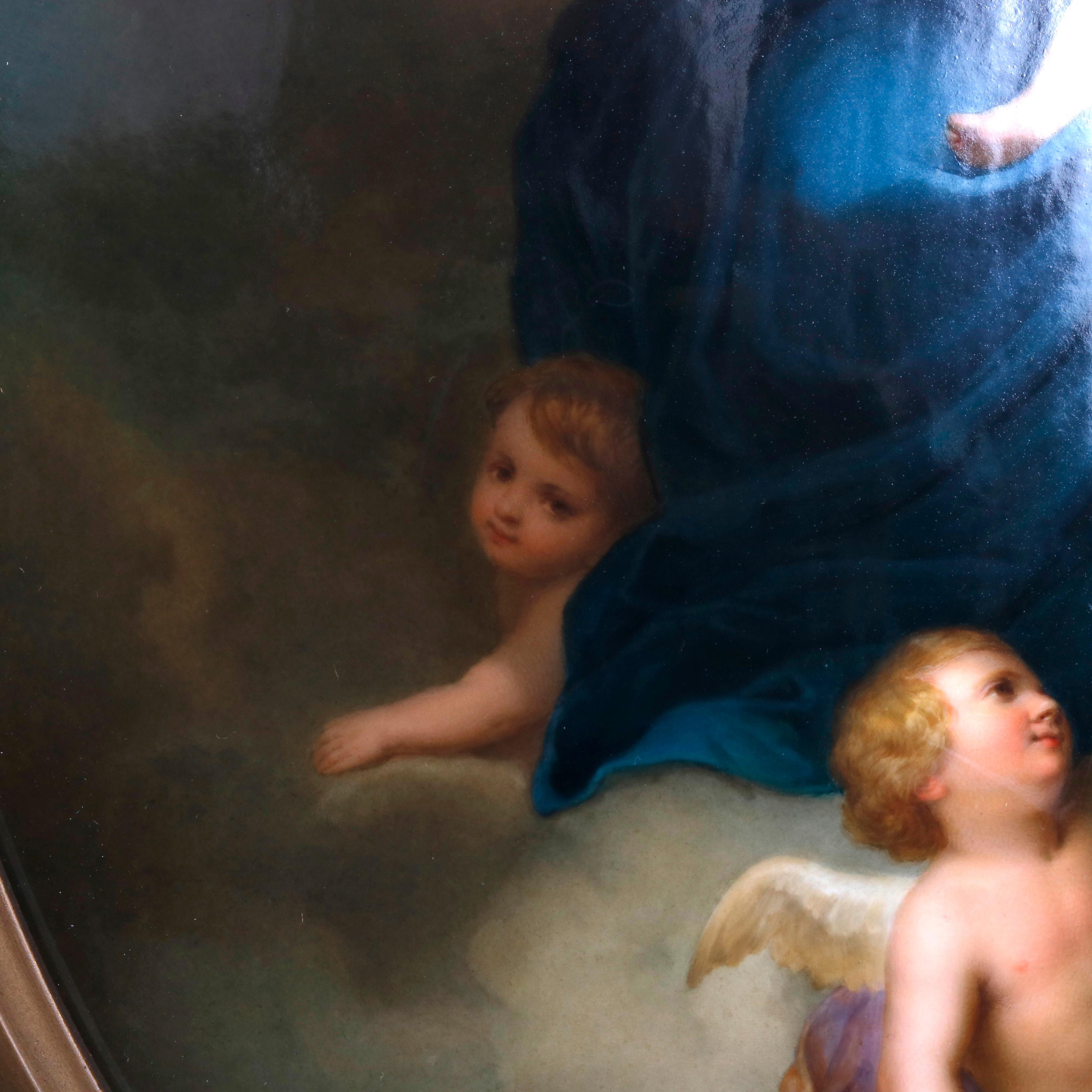 Classical Greek Oversized KPM Porcelain Plaque, The Madonna & Christ Child, after Murillo c1890
