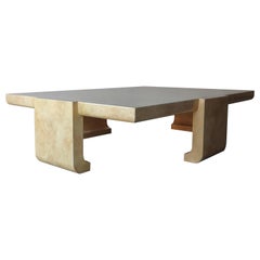 Oversized Lacquered Faux Goatskin Coffee Table by Baker