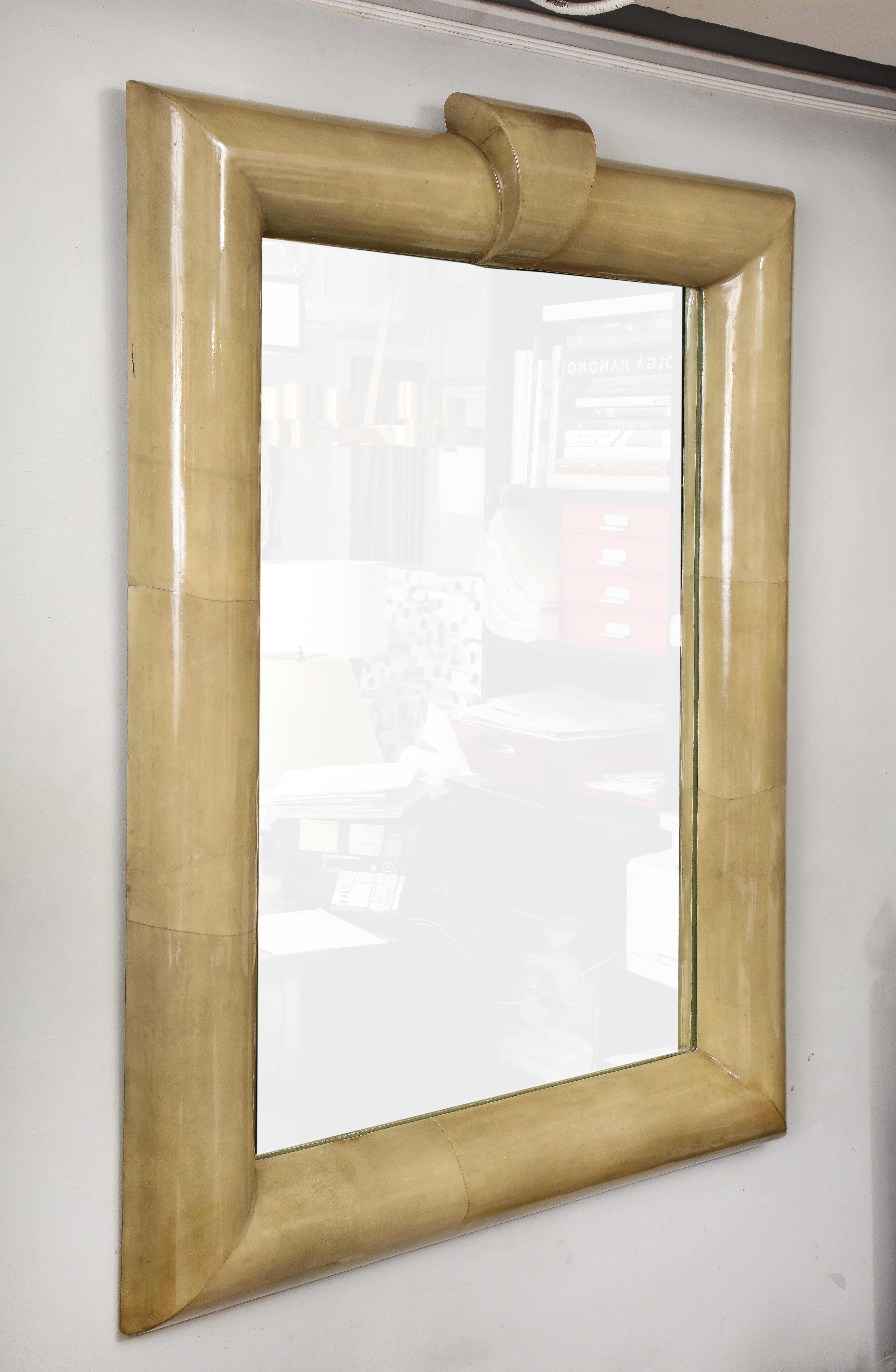 North American Oversized Lacquered Parchment Mirror