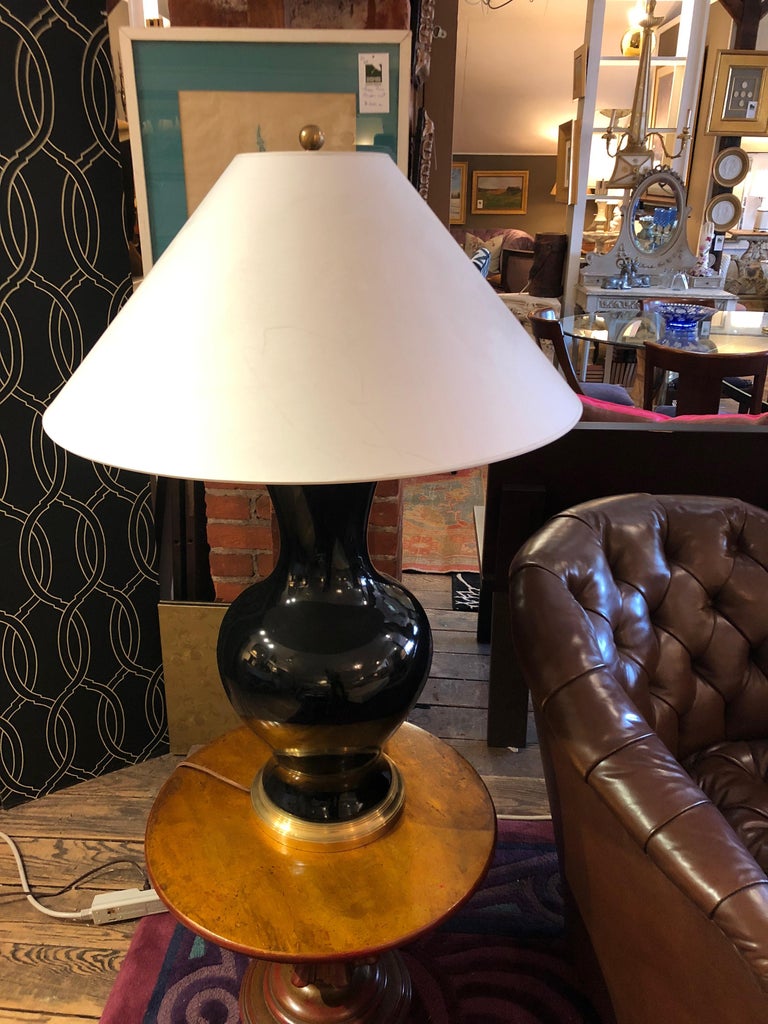 Oversized Large and Elegant Black and Brass Table Lamp at 1stDibs