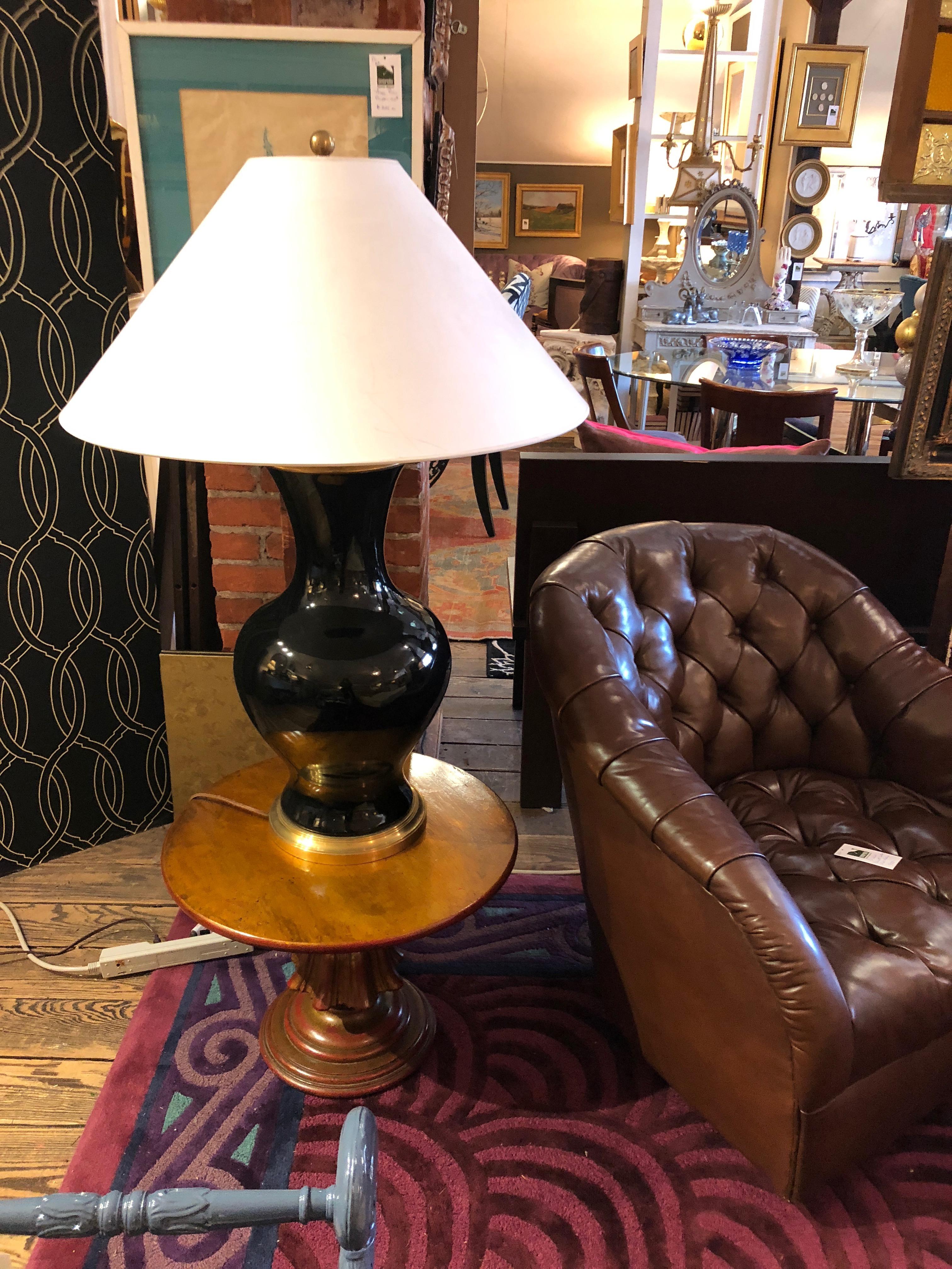 Oversized Large and Elegant Black and Brass Table Lamp 3