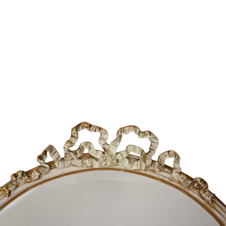 Oversized Large Antique Wall Mirror with Bow Accent at 1stDibs