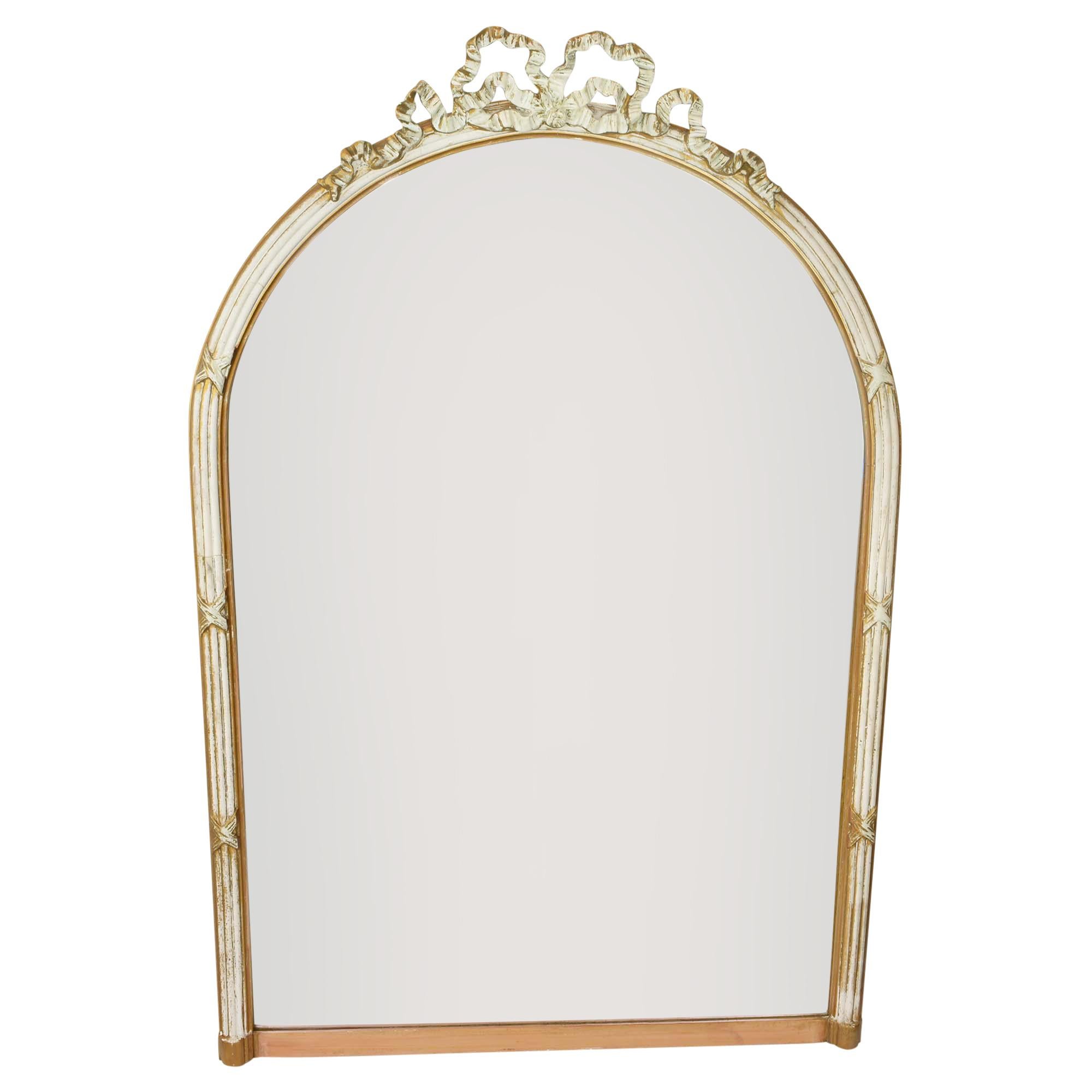 Oversized Large Antique Wall Mirror with Bow Accent at 1stDibs