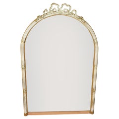 Oversized Large Antique Wall Mirror with Bow Accent