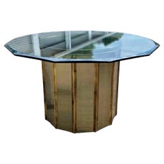 Oversized Large Faceted Brass Pedestal Table Base by Mastercraft / Dining
