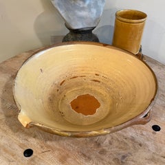 Oversized Large French Late 19th Century Yellow Tian Bowl Centerpiece