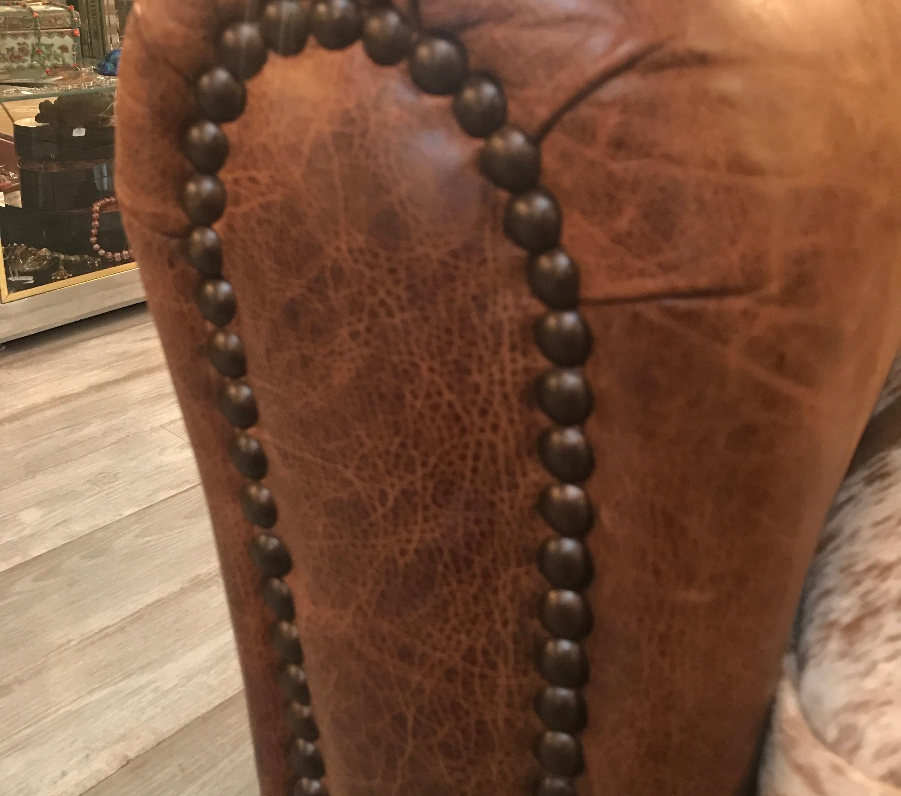 American Oversized Leather and Cowhide Club Chair