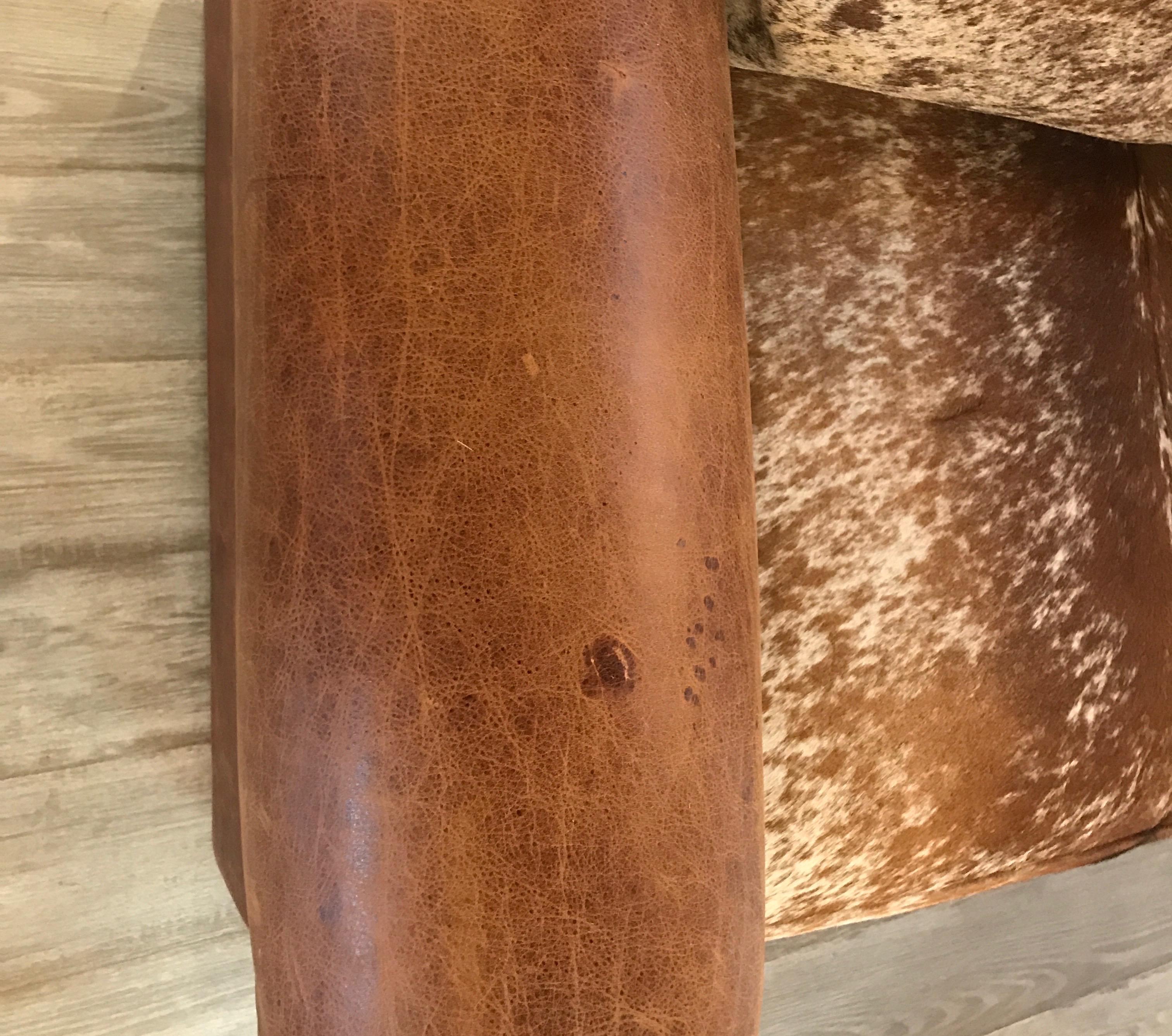 20th Century Oversized Leather and Cowhide Club Chair