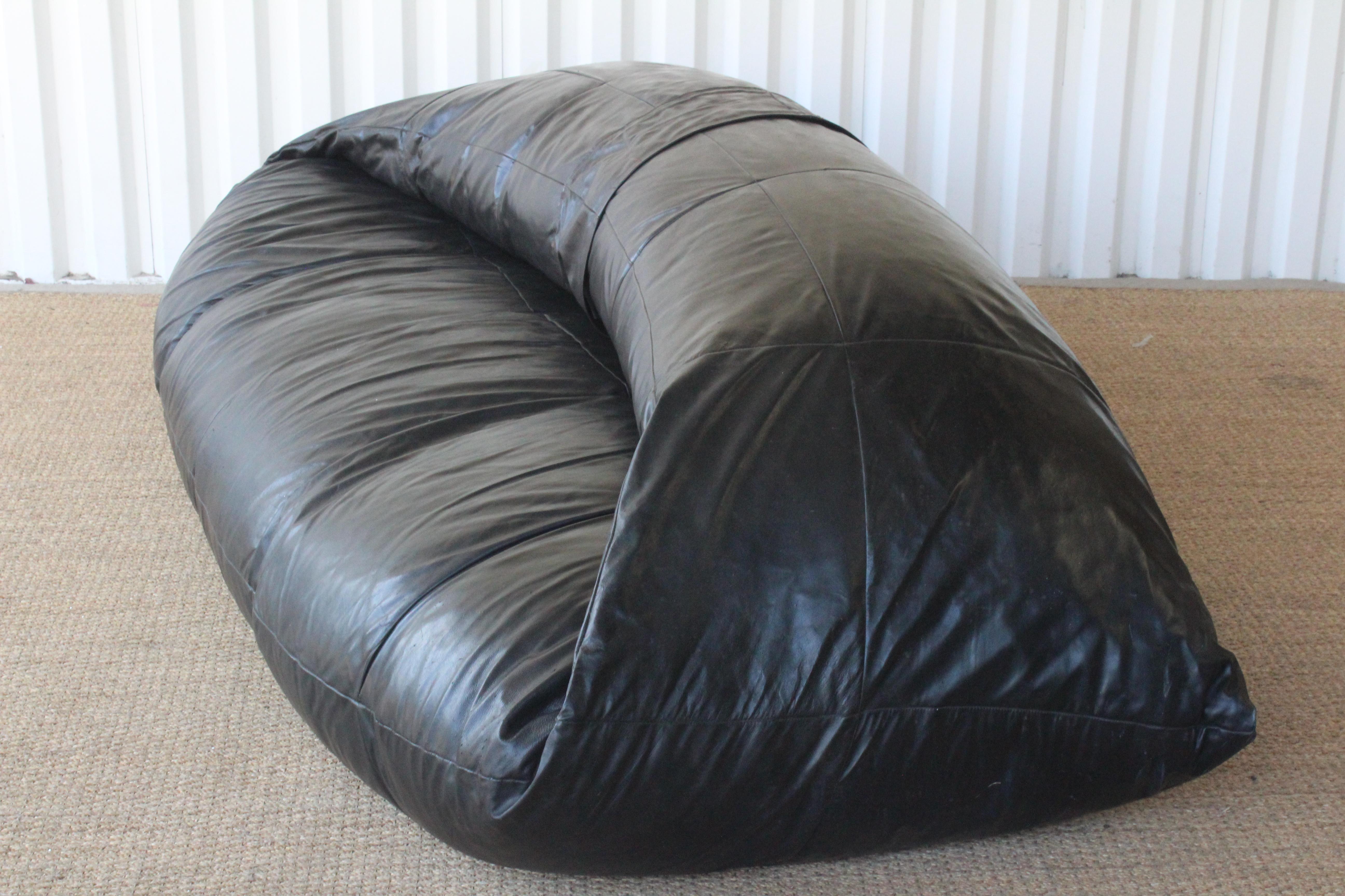 Oversized Leather Bean Bag Sofa, Italy, 1970s 2