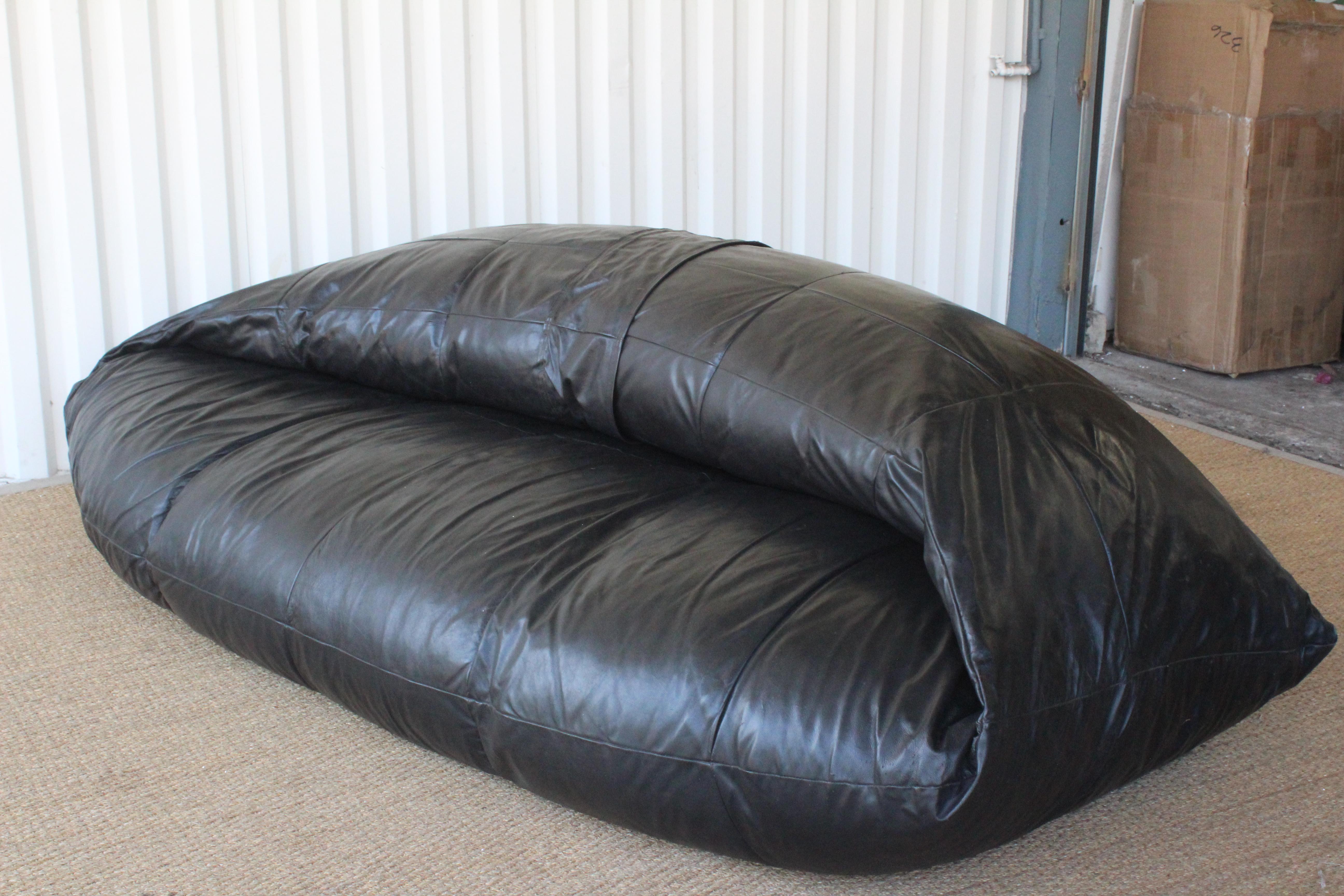 Oversized Leather Bean Bag Sofa, Italy, 1970s 4