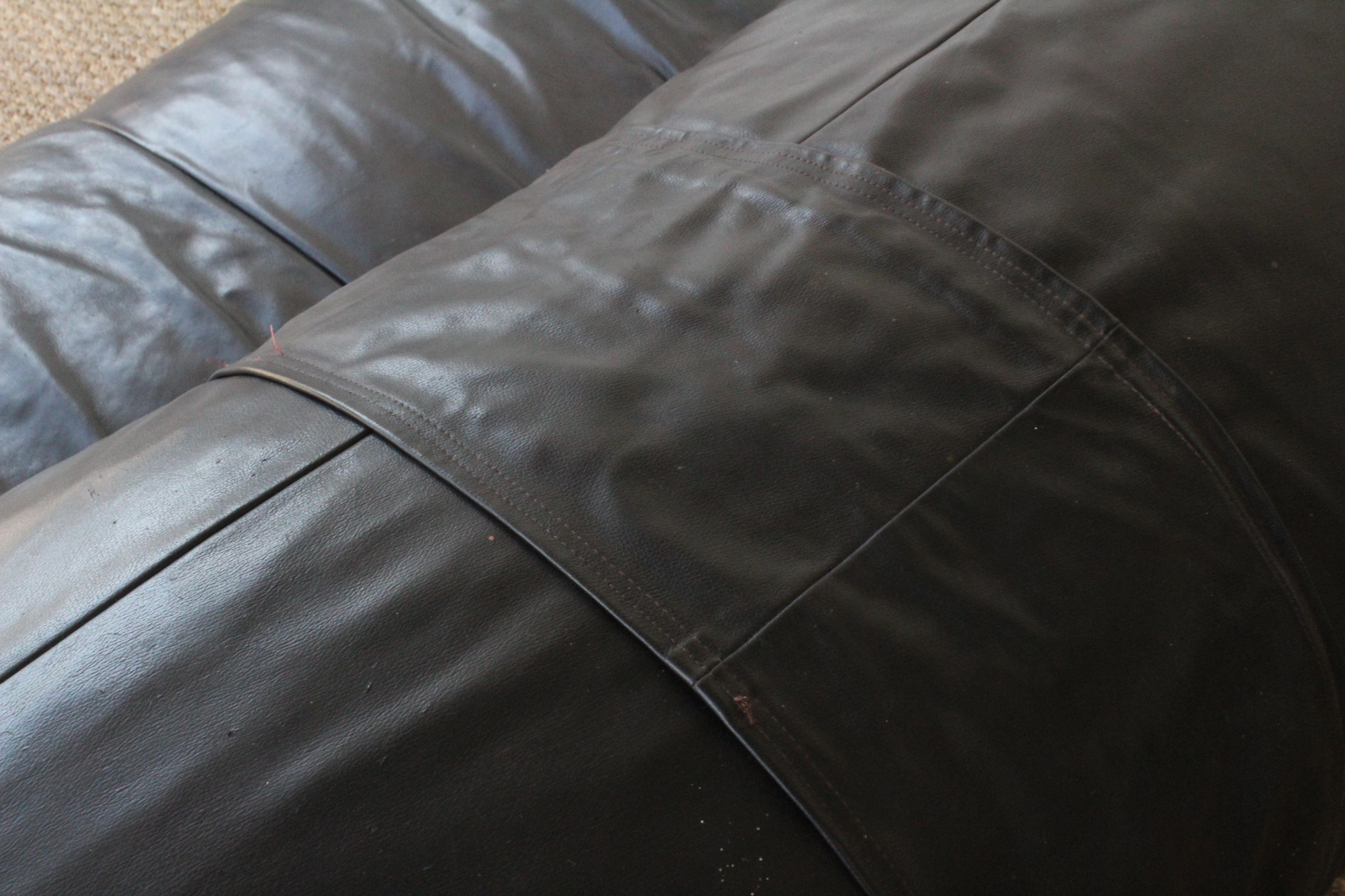Oversized Leather Bean Bag Sofa, Italy, 1970s 7