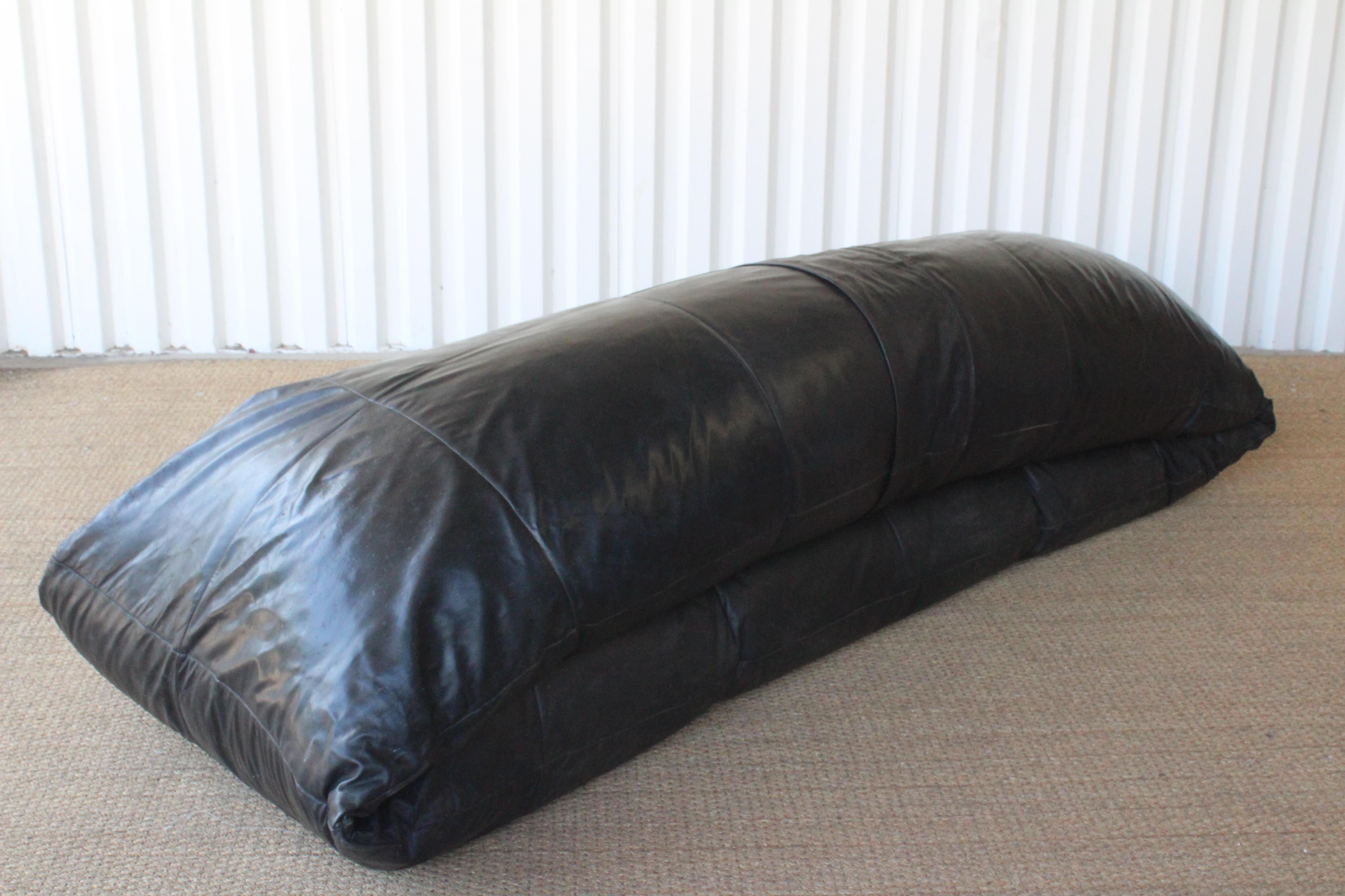 Oversized Leather Bean Bag Sofa, Italy, 1970s 8