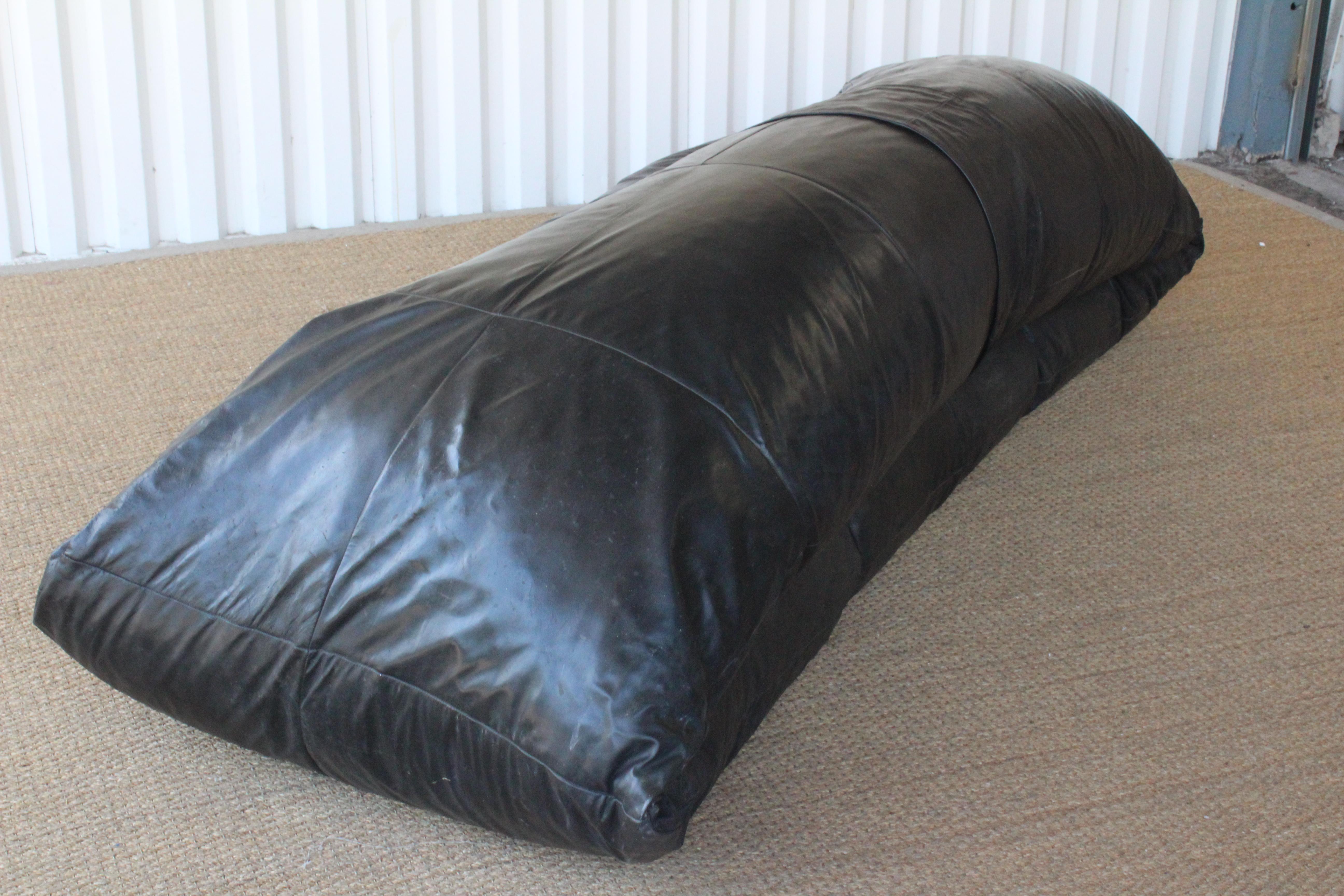 Oversized Leather Bean Bag Sofa, Italy, 1970s 9
