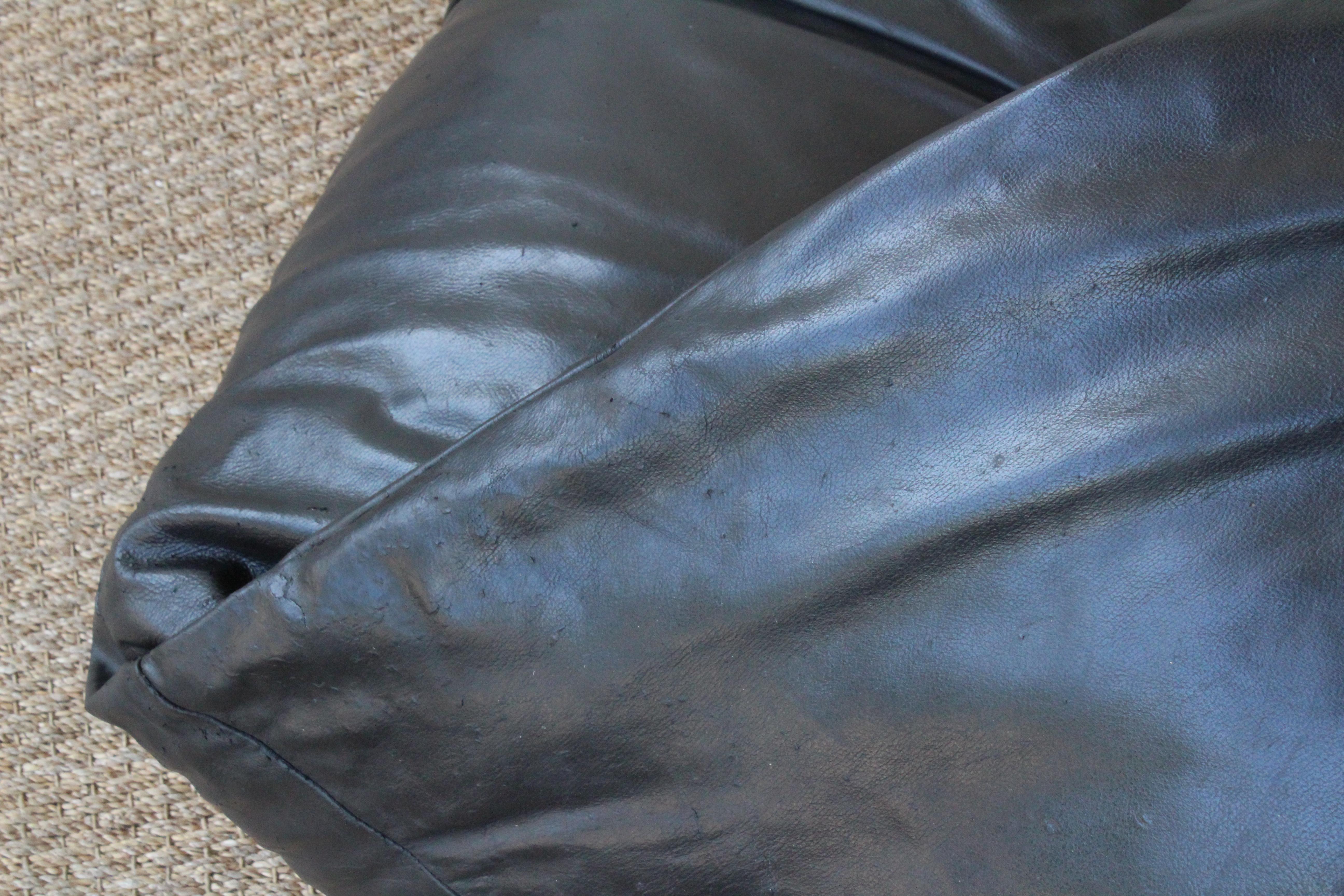 Oversized Leather Bean Bag Sofa, Italy, 1970s 10