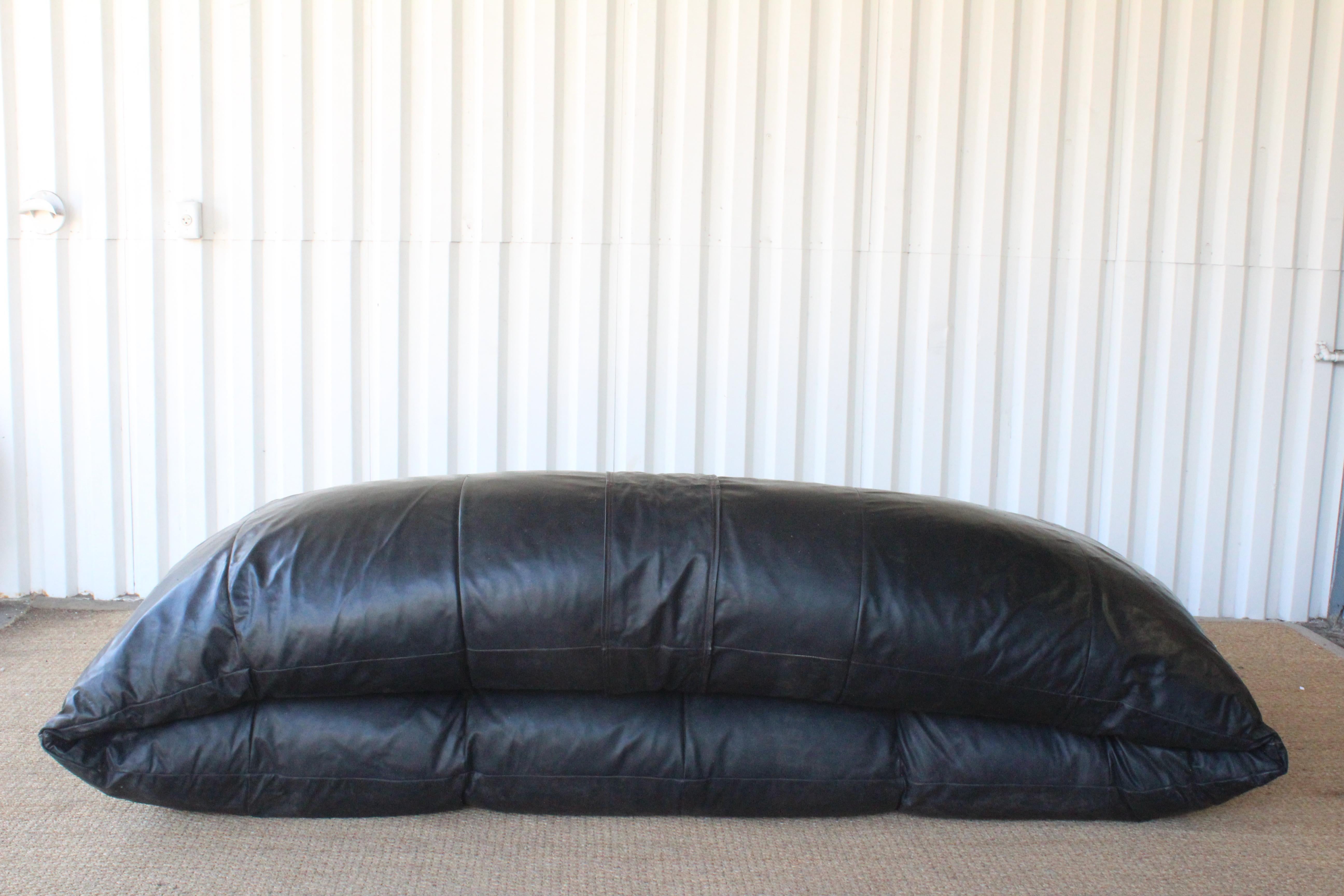 Oversized Leather Bean Bag Sofa, Italy, 1970s 11