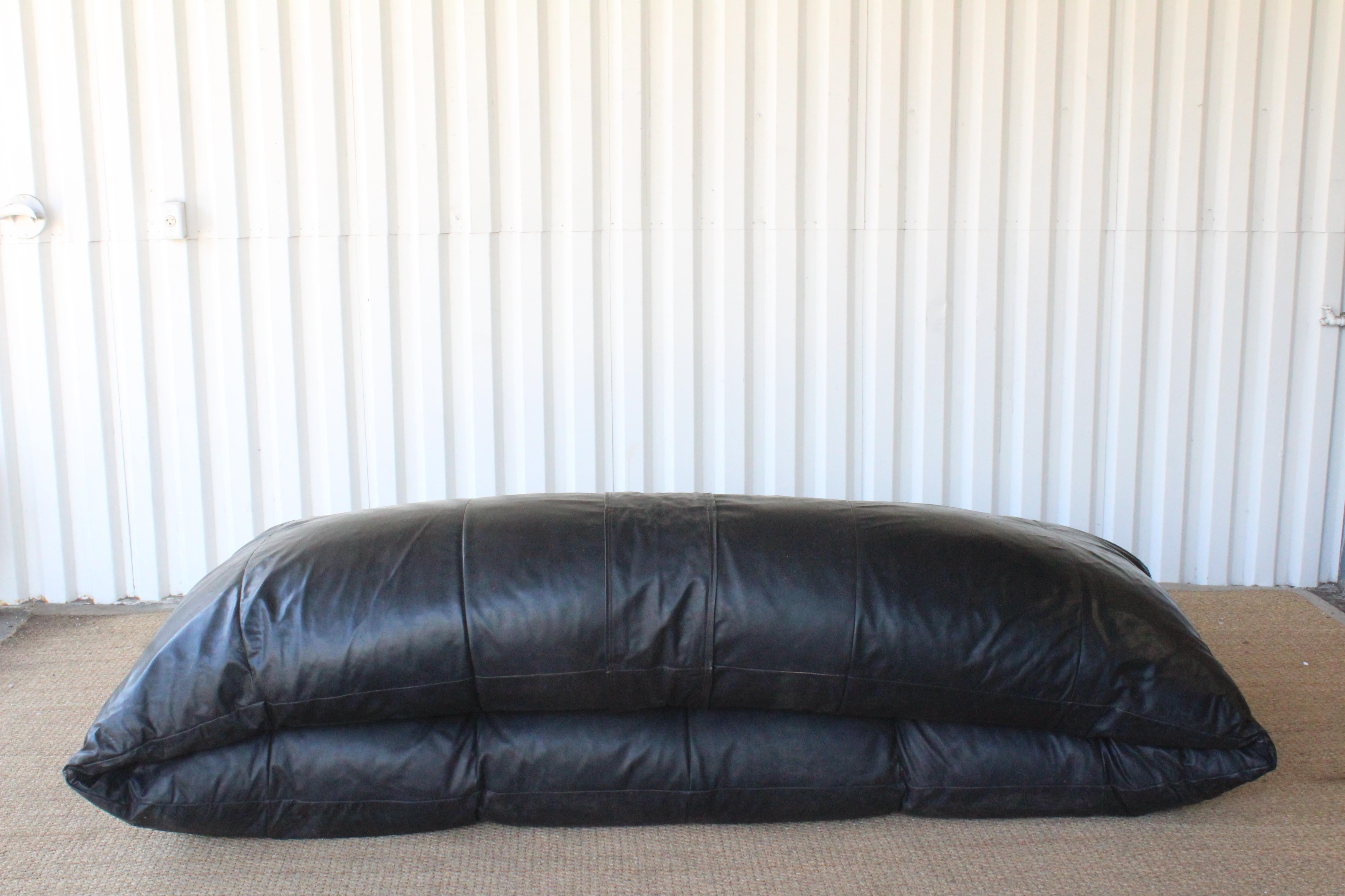 Oversized Leather Bean Bag Sofa, Italy, 1970s 12