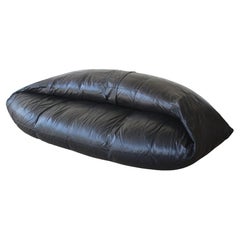 Vintage Oversized Leather Bean Bag Sofa, Italy, 1970s