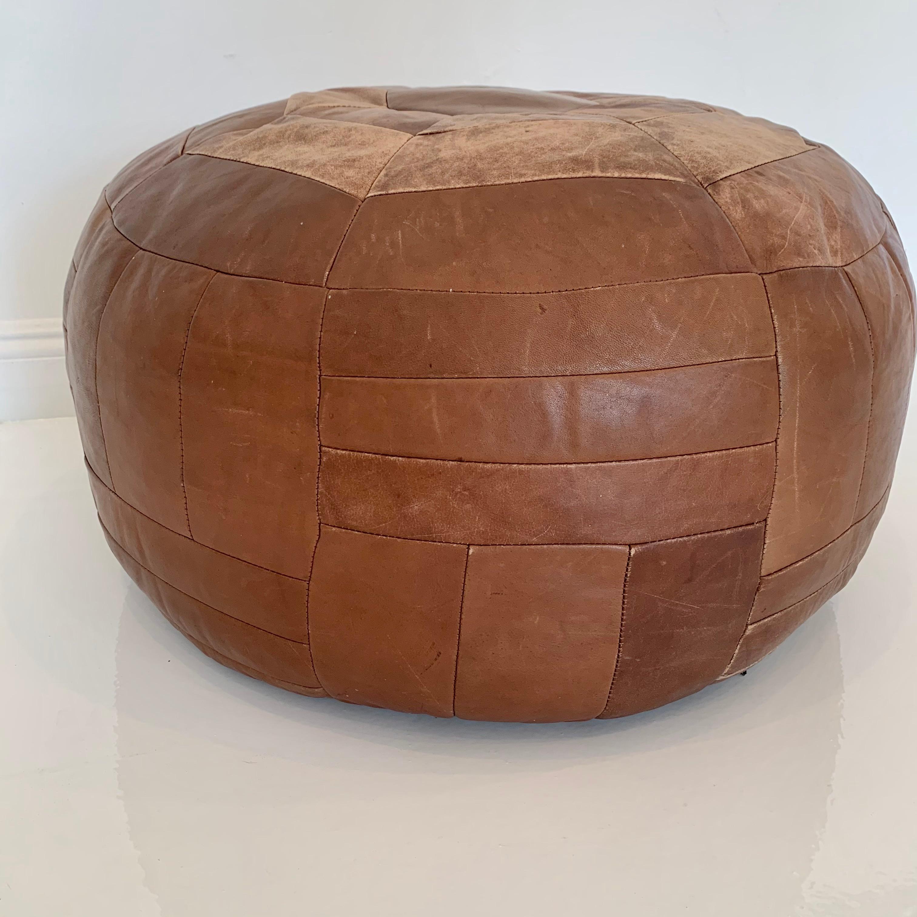 Swiss Oversized Leather Patchwork Ottoman by De Sede