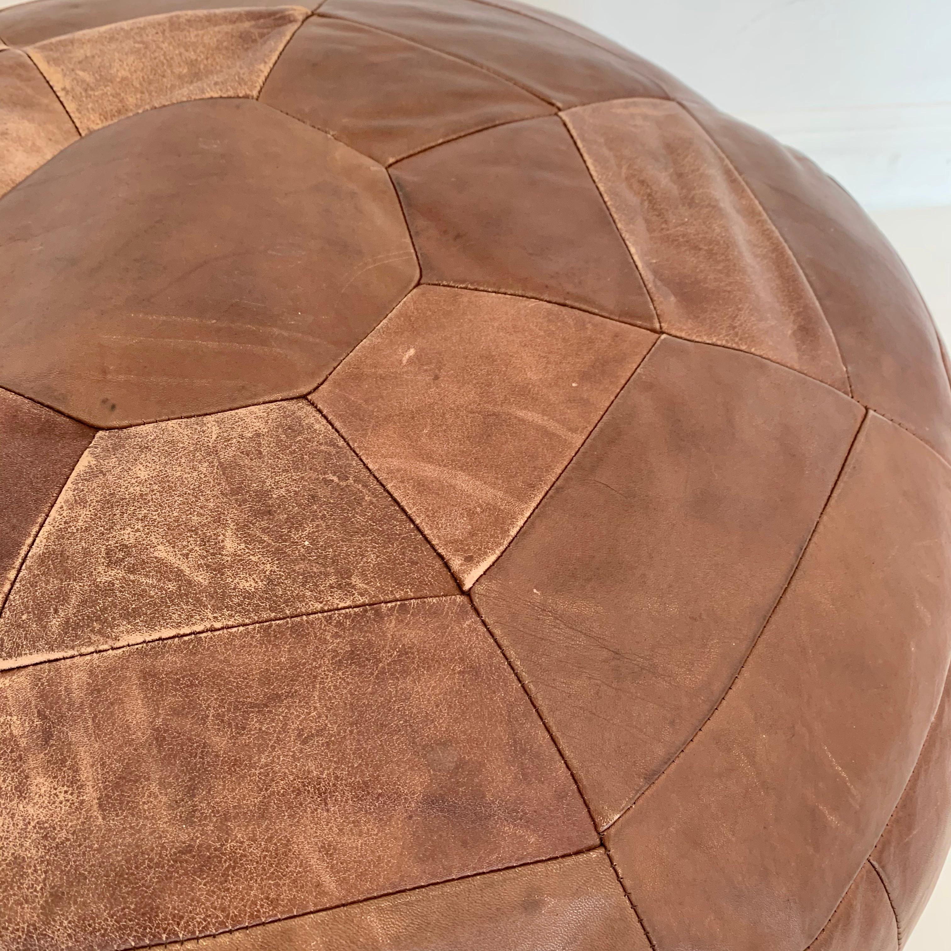 Oversized Leather Patchwork Ottoman by De Sede In Good Condition In Los Angeles, CA