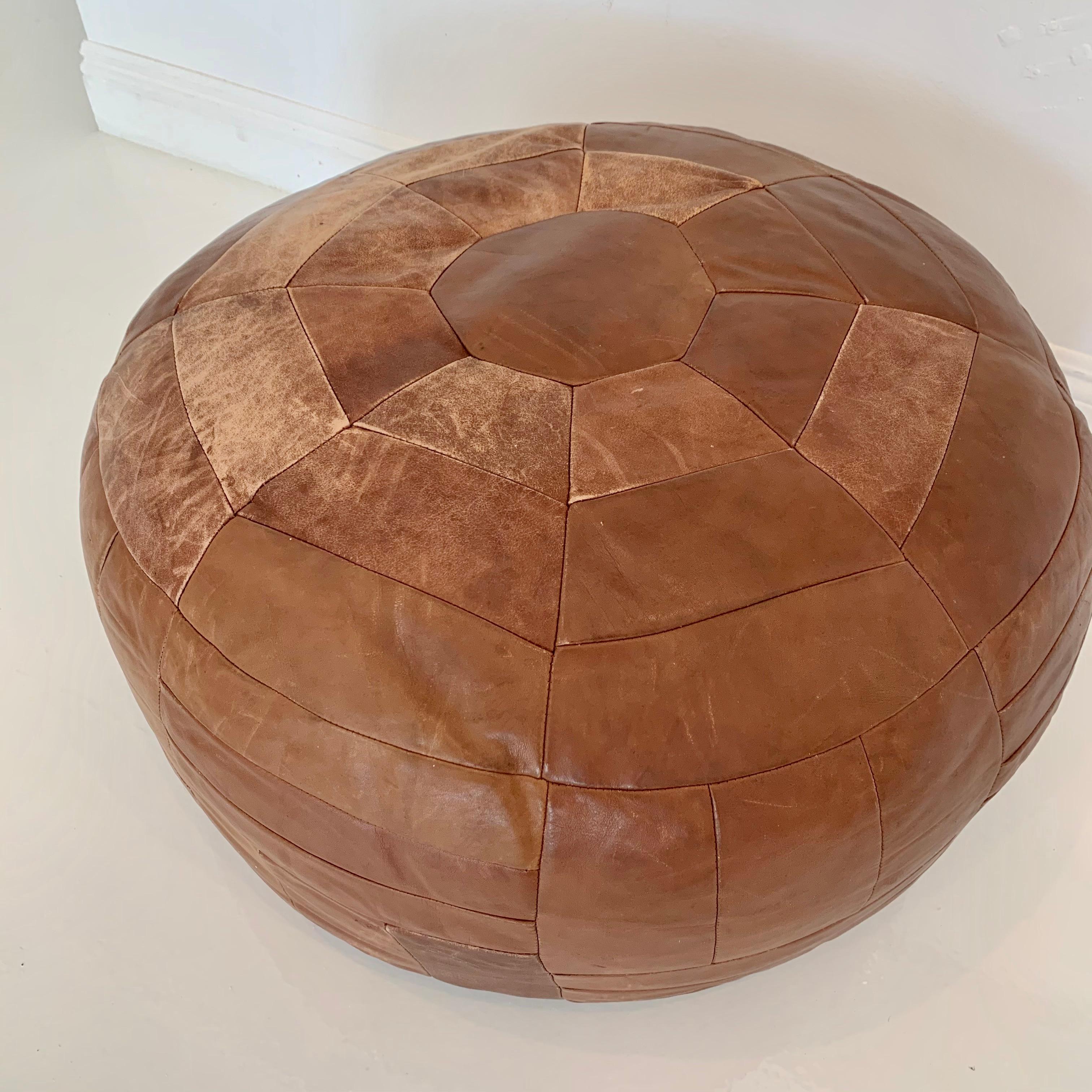 Mid-20th Century Oversized Leather Patchwork Ottoman by De Sede