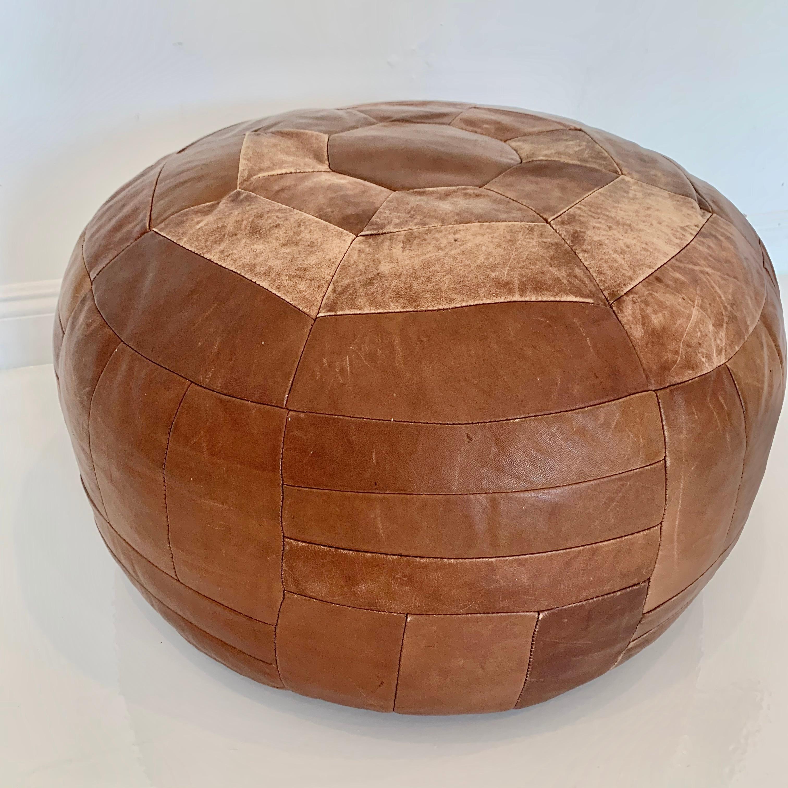 Oversized Leather Patchwork Ottoman by De Sede 1