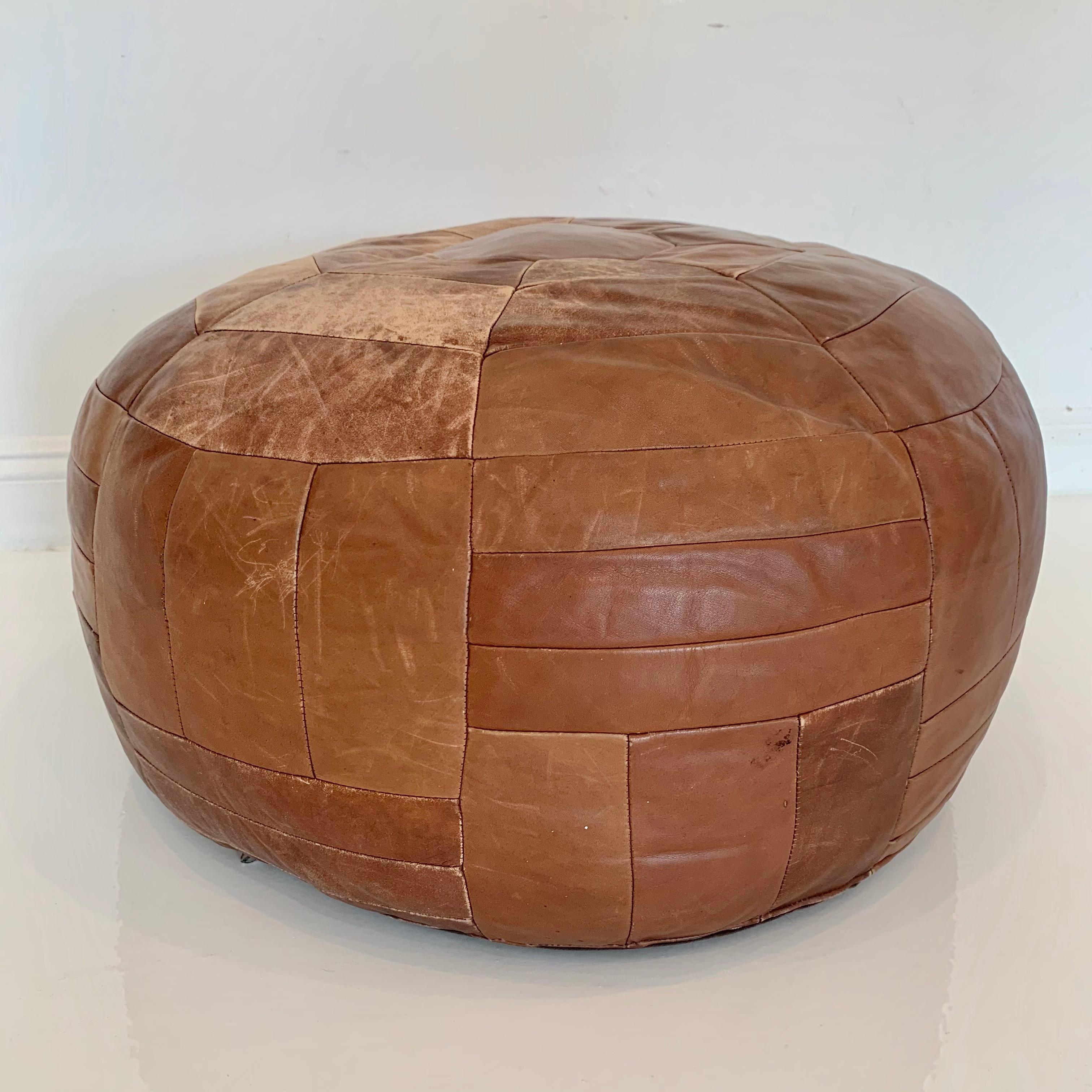 Oversized Leather Patchwork Ottoman by De Sede 2
