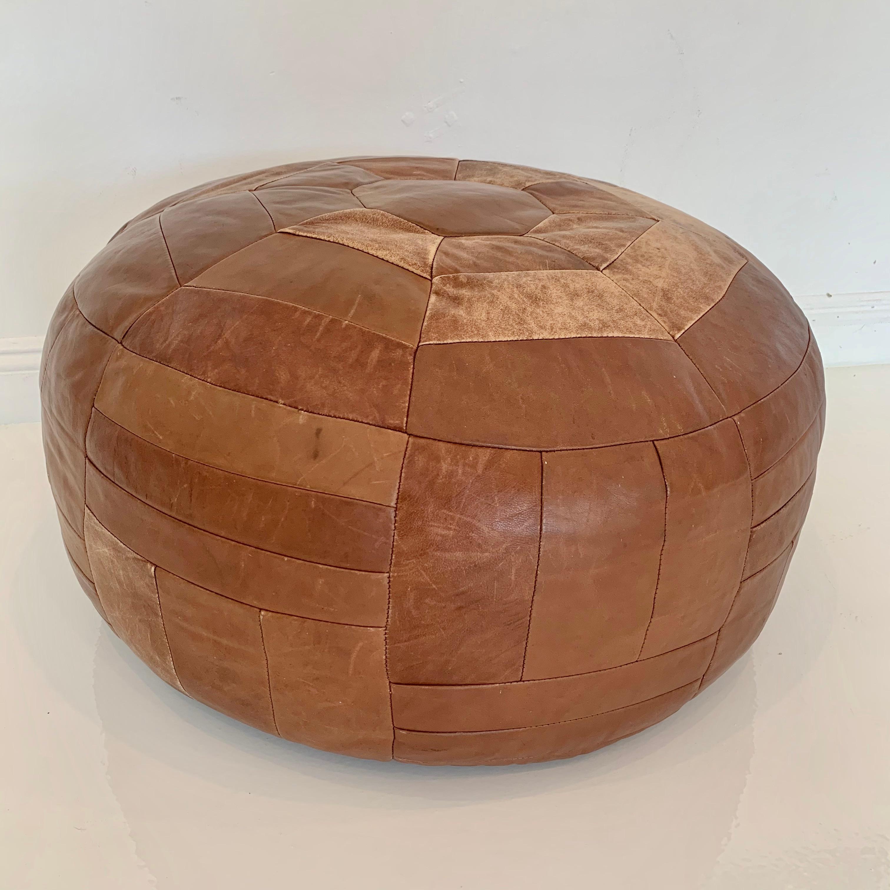 Oversized Leather Patchwork Ottoman by De Sede 3
